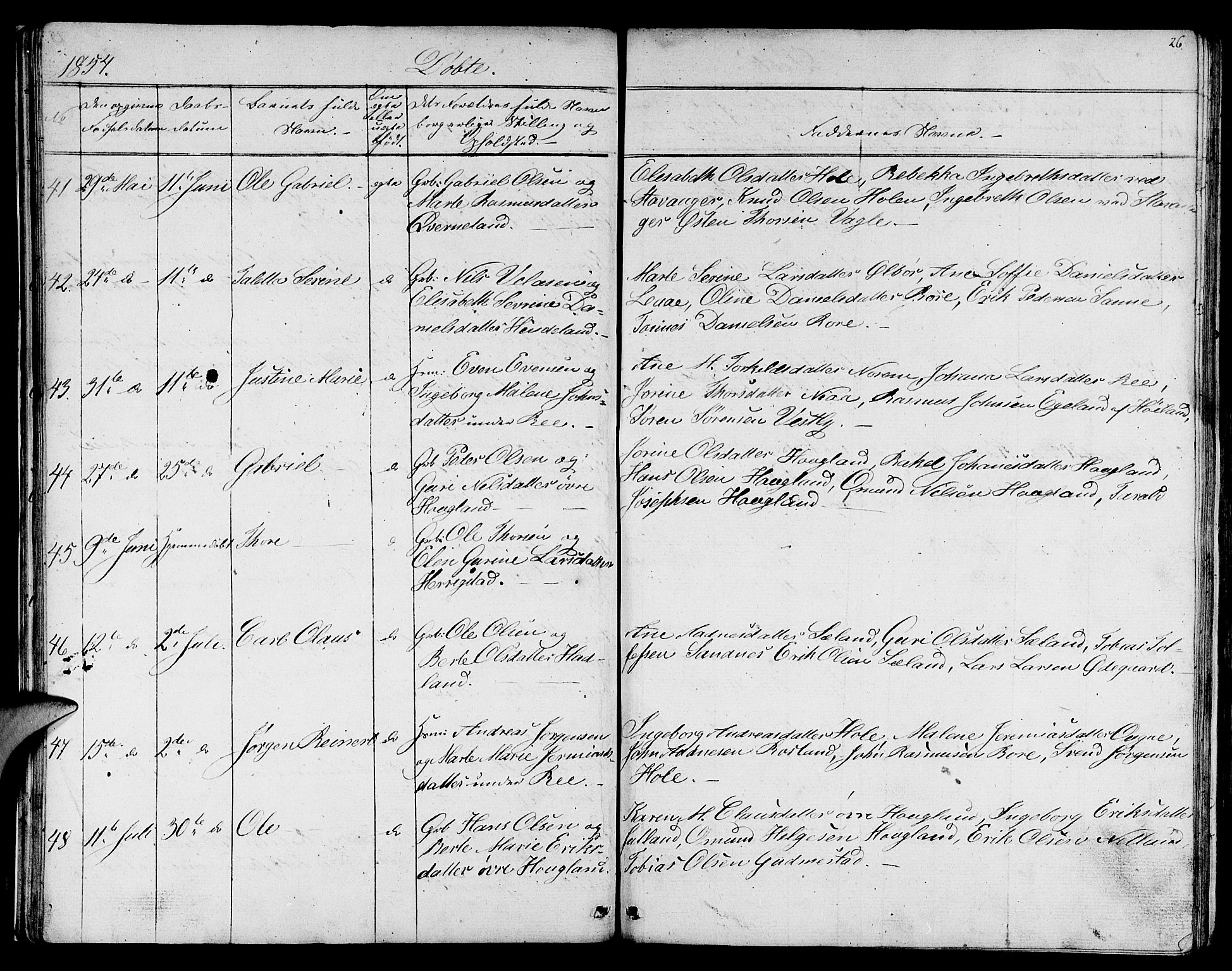 Lye sokneprestkontor, AV/SAST-A-101794/001/30BB/L0002: Parish register (copy) no. B 2, 1852-1867, p. 26