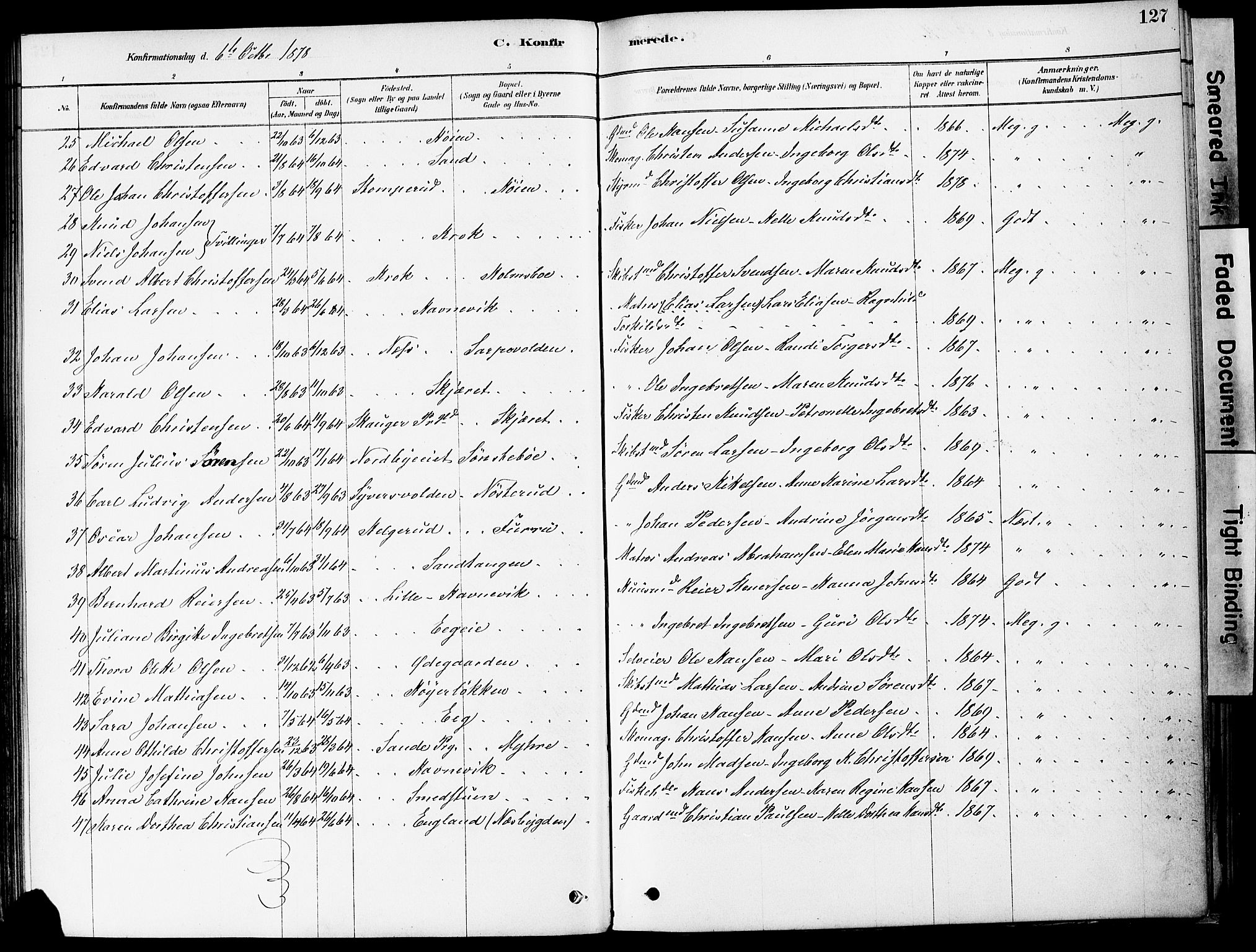 Strømm kirkebøker, AV/SAKO-A-322/F/Fa/L0004: Parish register (official) no. I 4, 1878-1899, p. 127