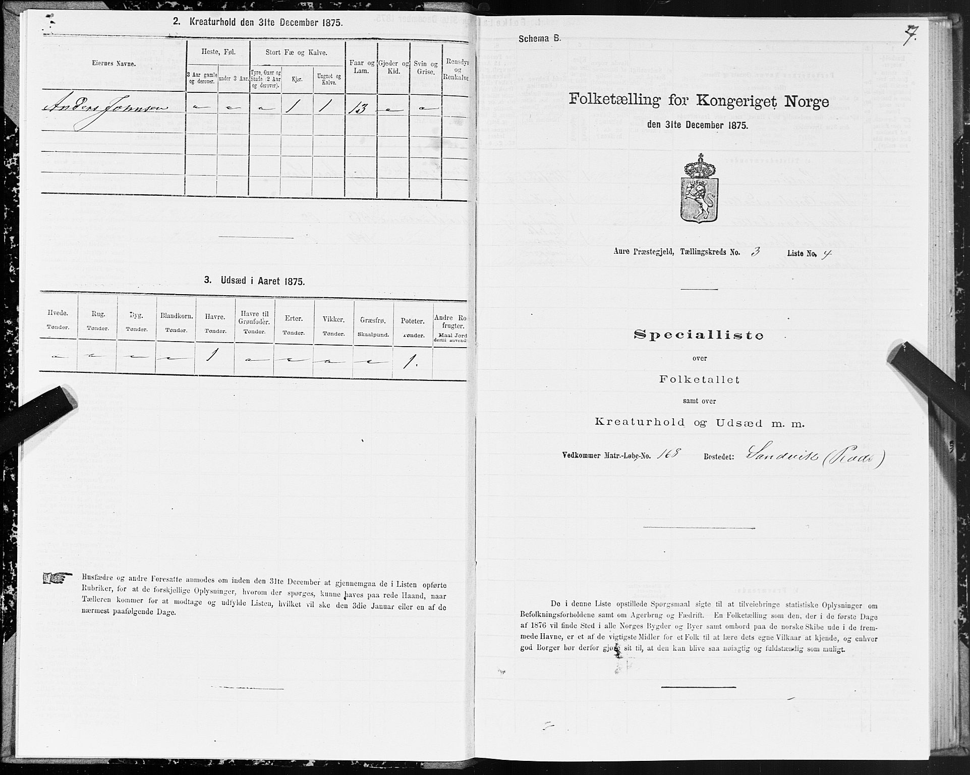 SAT, 1875 census for 1569P Aure, 1875, p. 3007