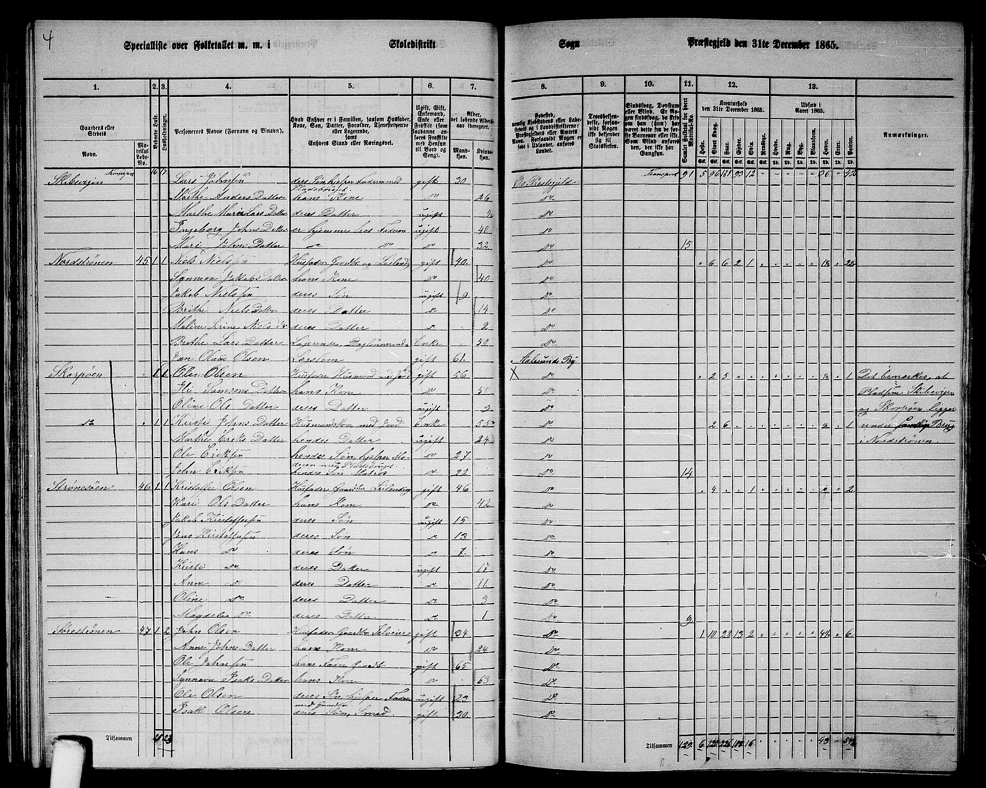 RA, 1865 census for Os, 1865, p. 33