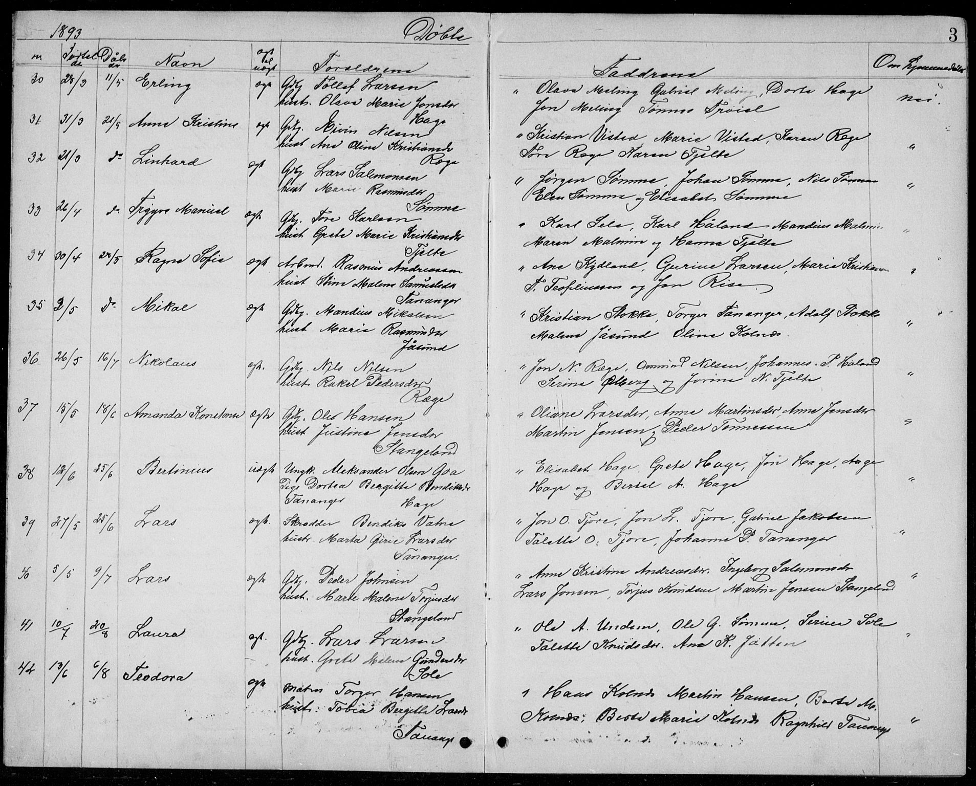Håland sokneprestkontor, SAST/A-101802/001/30BB/L0004: Parish register (copy) no. B 4, 1893-1898, p. 3