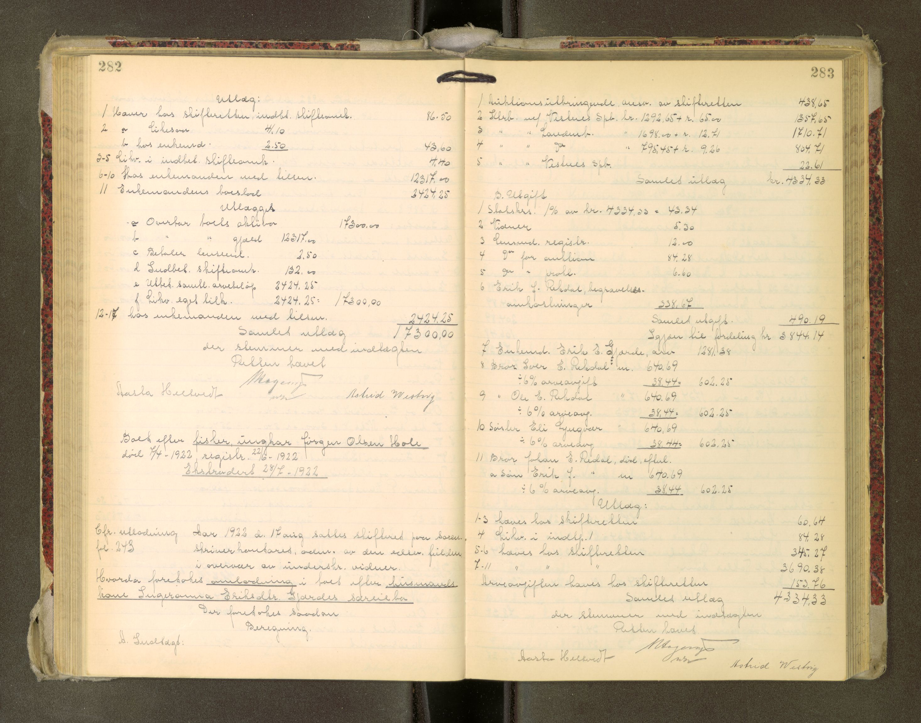 Romsdal sorenskriveri, AV/SAT-A-4149/1/3/3A/L0022: Skifteutlodnings Protokoll, 1920-1924, p. 282-283