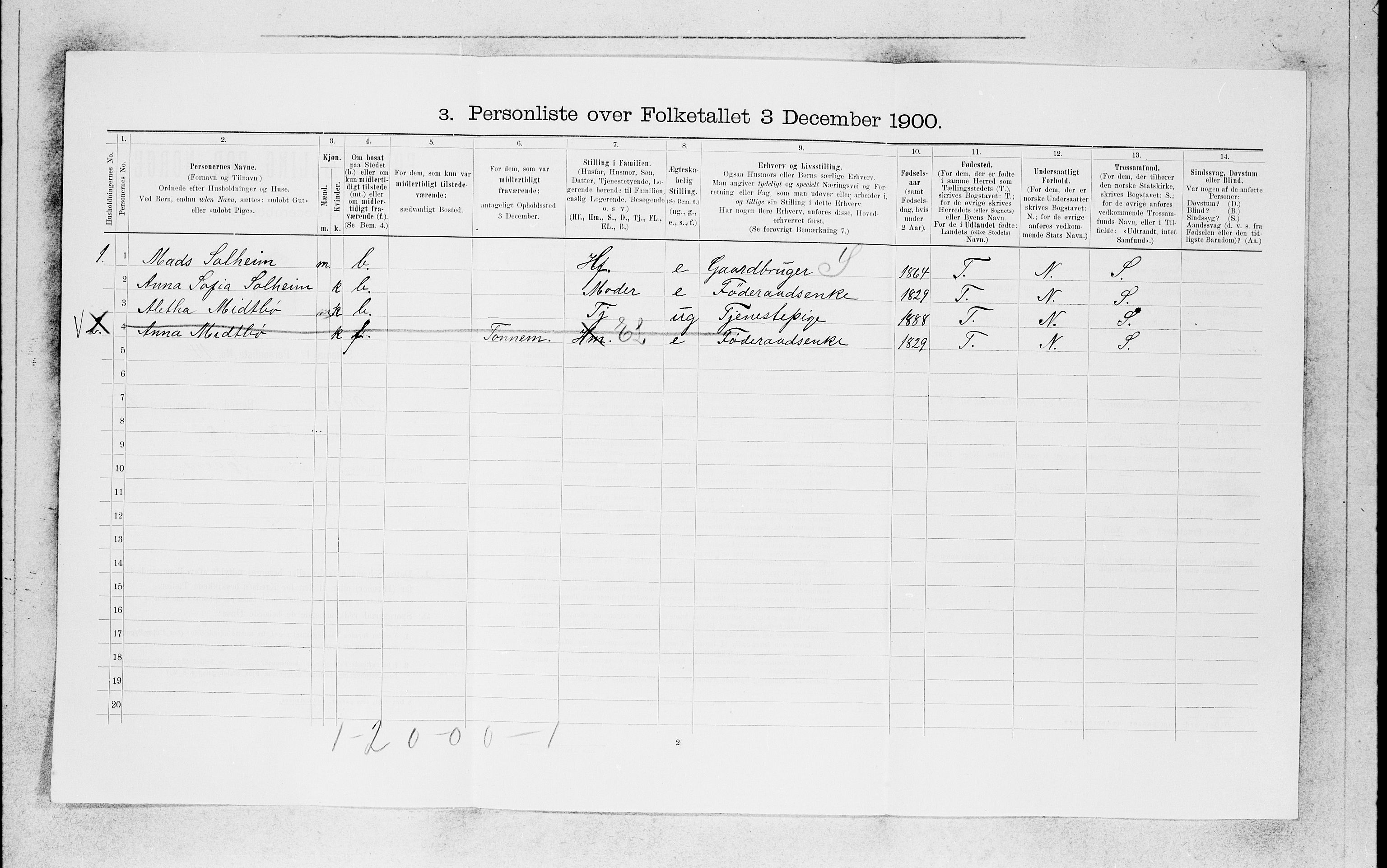 SAB, 1900 census for Kinn, 1900, p. 1647