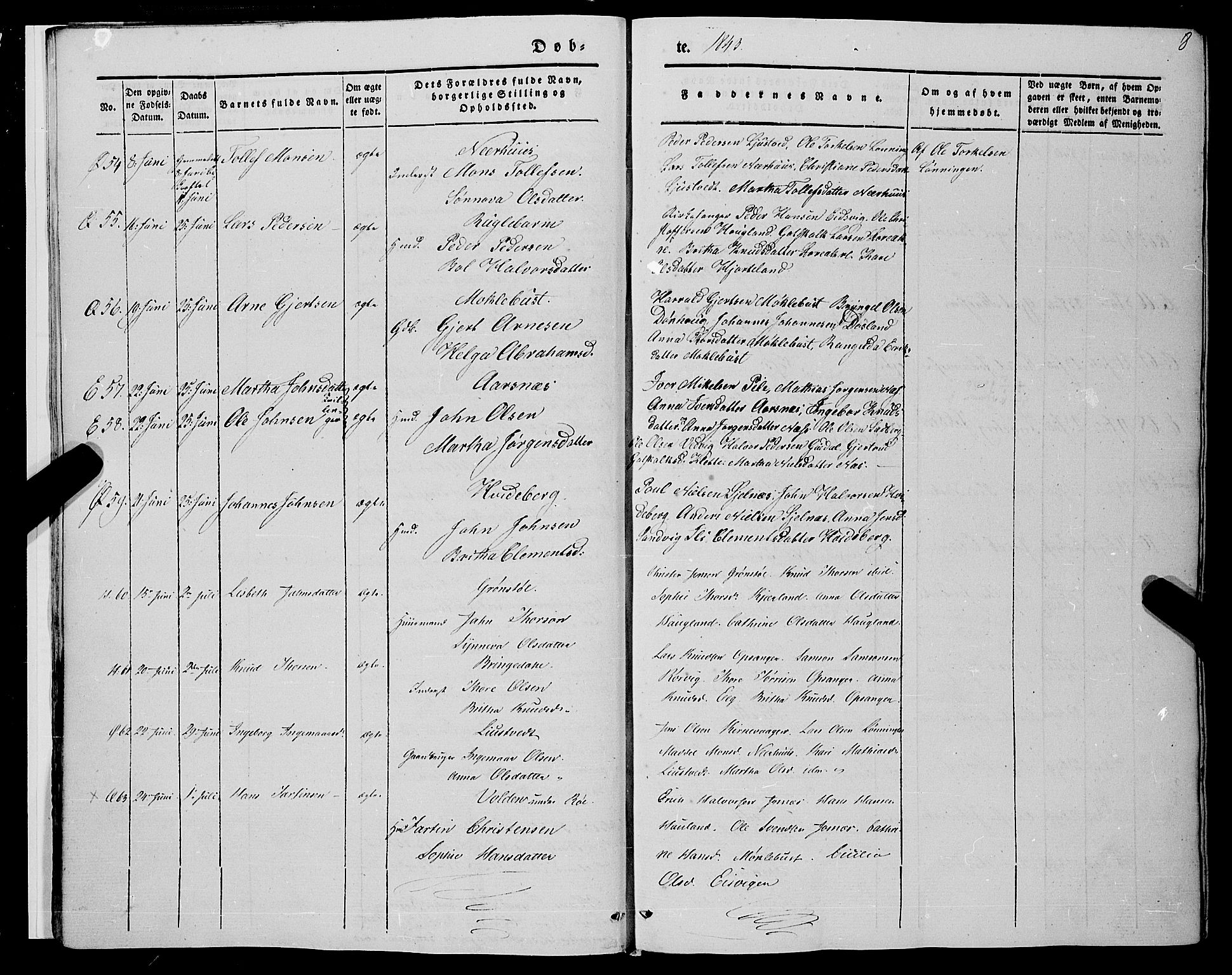 Kvinnherad sokneprestembete, AV/SAB-A-76401/H/Haa: Parish register (official) no. A 7, 1843-1853, p. 8