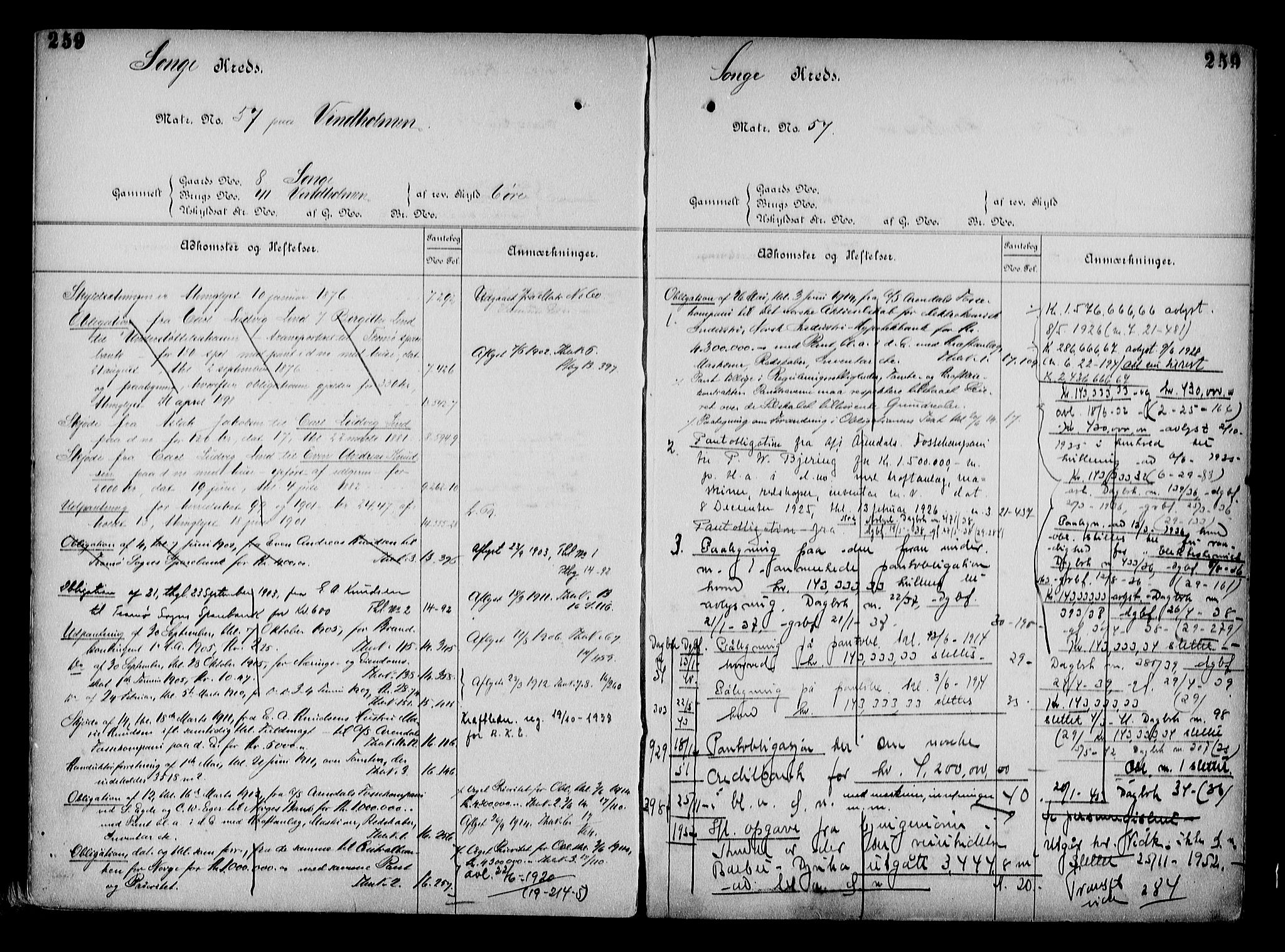 Arendal byfogd, AV/SAK-1222-0001/G/Ga/L0015: Mortgage register no. 13, 1860-1960, p. 259