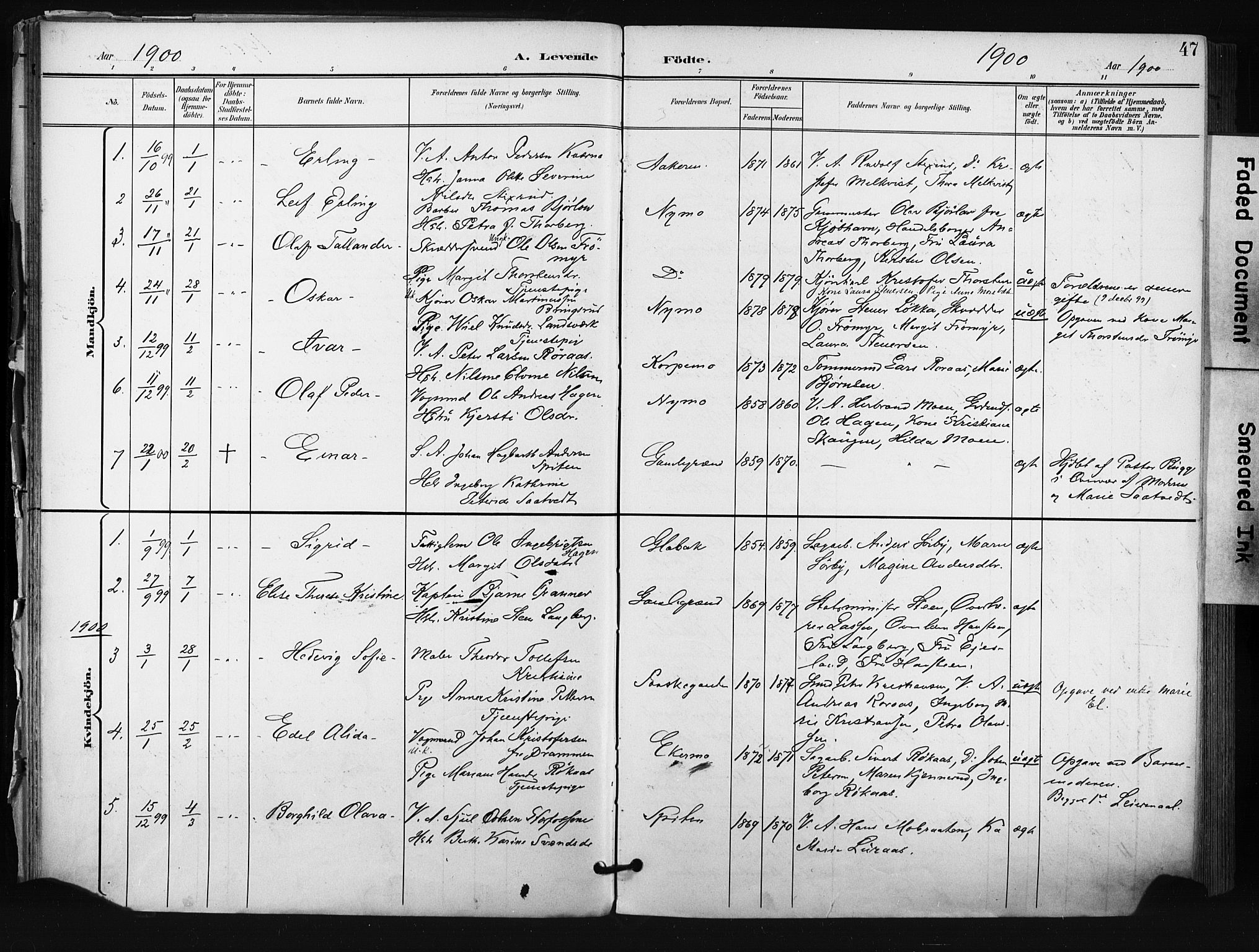 Kongsberg kirkebøker, AV/SAKO-A-22/F/Fb/L0003: Parish register (official) no. II 3, 1896-1905, p. 47