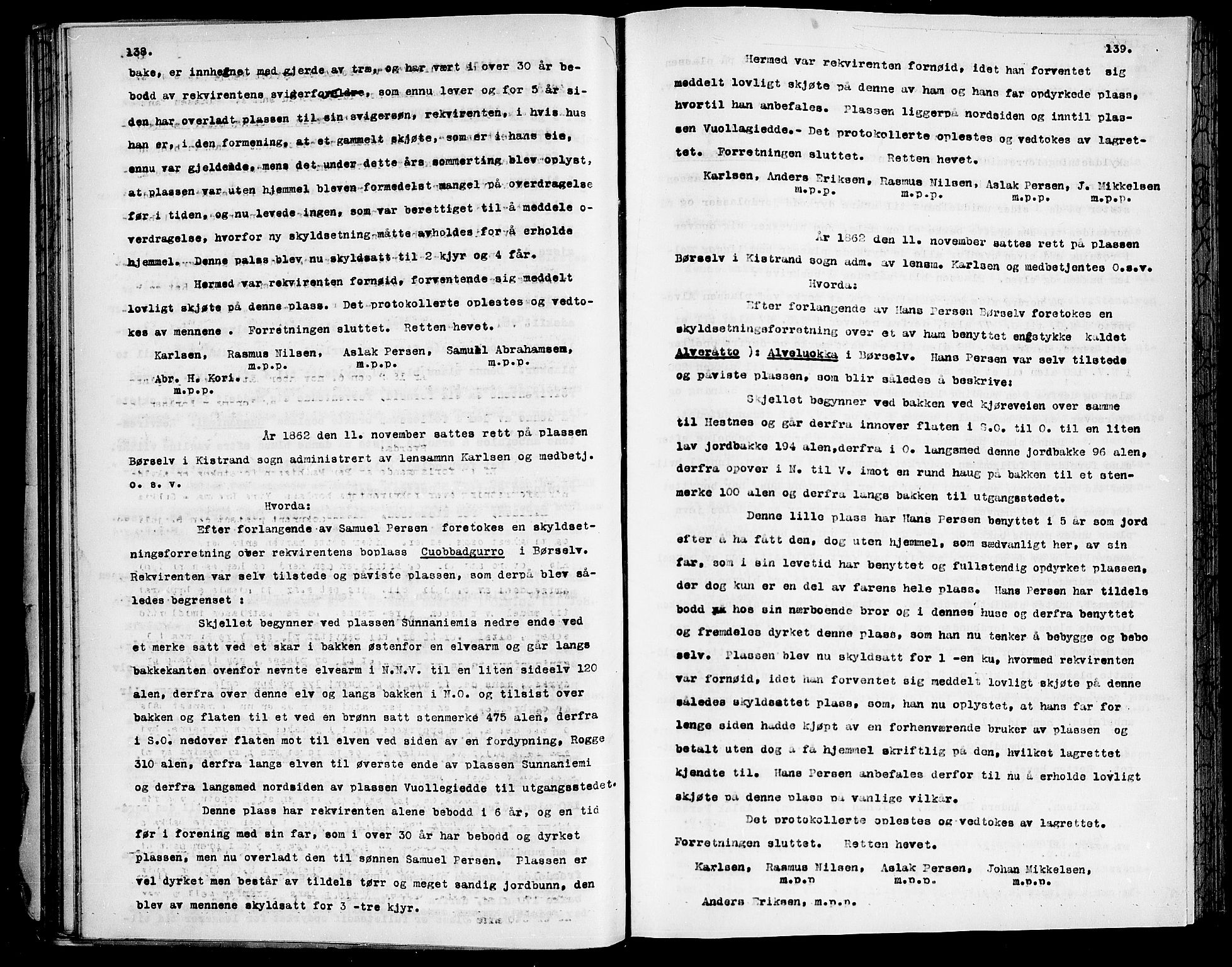 Lensmannen i Kistrand*, SATØ/-, 1858-1882, p. 138-139