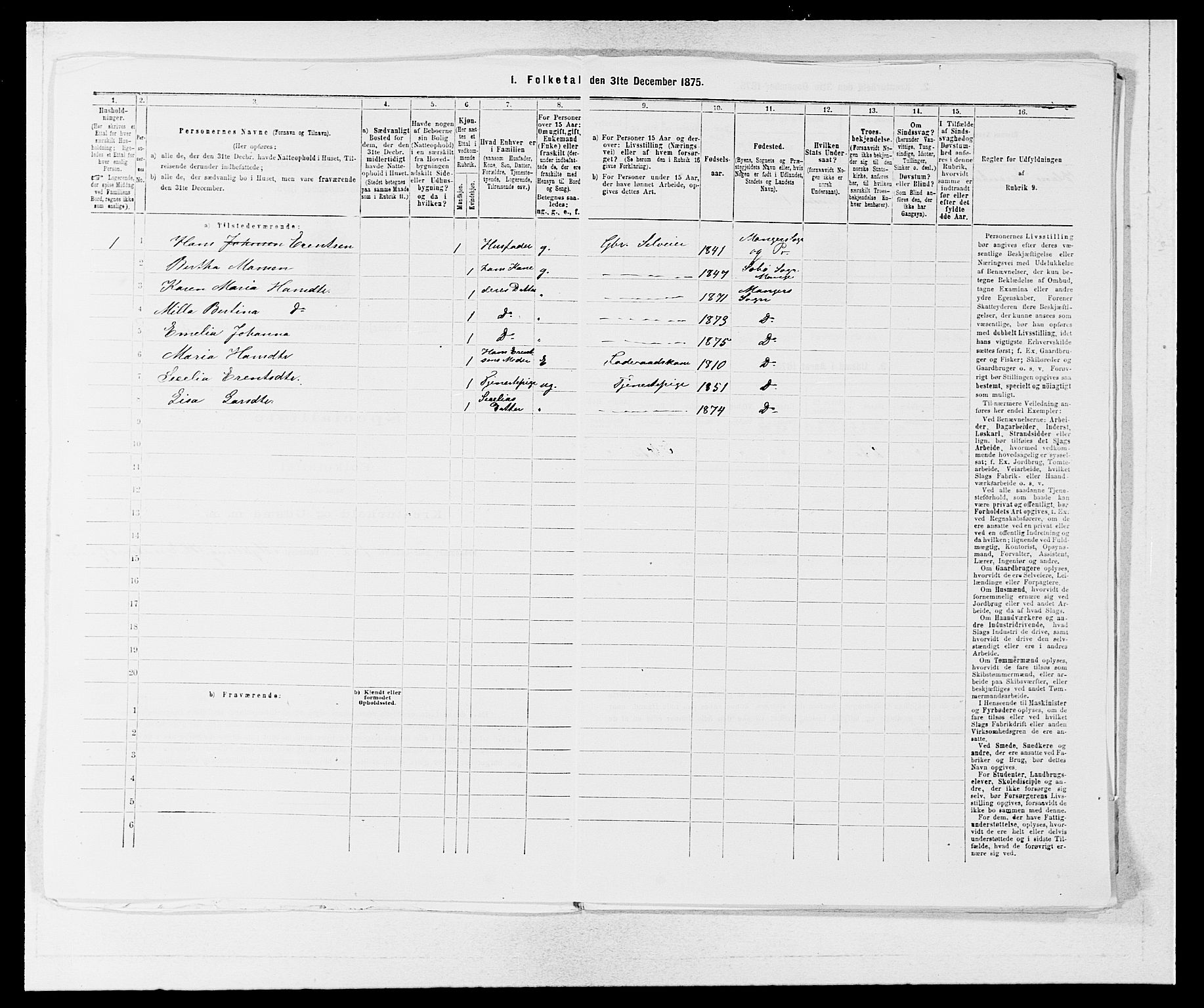 SAB, 1875 census for 1261P Manger, 1875, p. 632