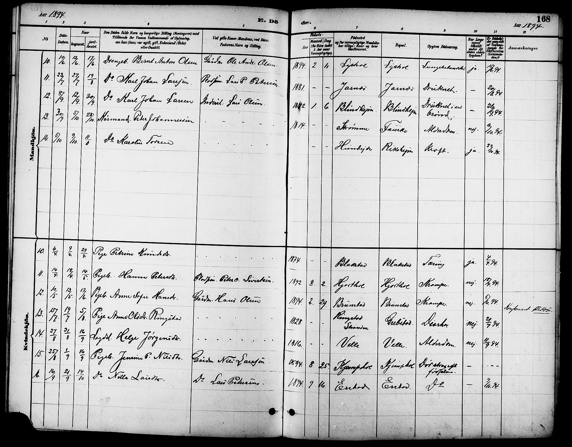 Ministerialprotokoller, klokkerbøker og fødselsregistre - Møre og Romsdal, AV/SAT-A-1454/523/L0340: Parish register (copy) no. 523C03, 1892-1902, p. 168