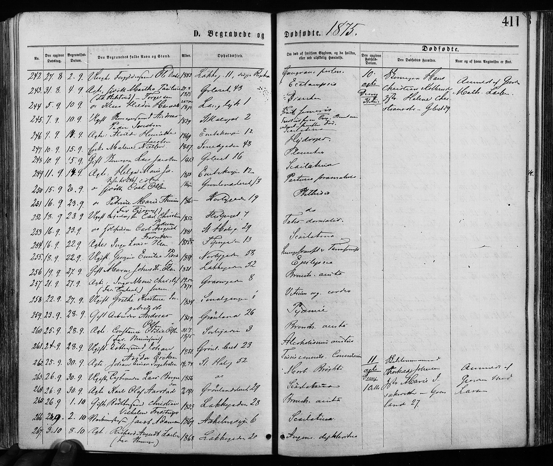 Grønland prestekontor Kirkebøker, AV/SAO-A-10848/F/Fa/L0005: Parish register (official) no. 5, 1869-1880, p. 411