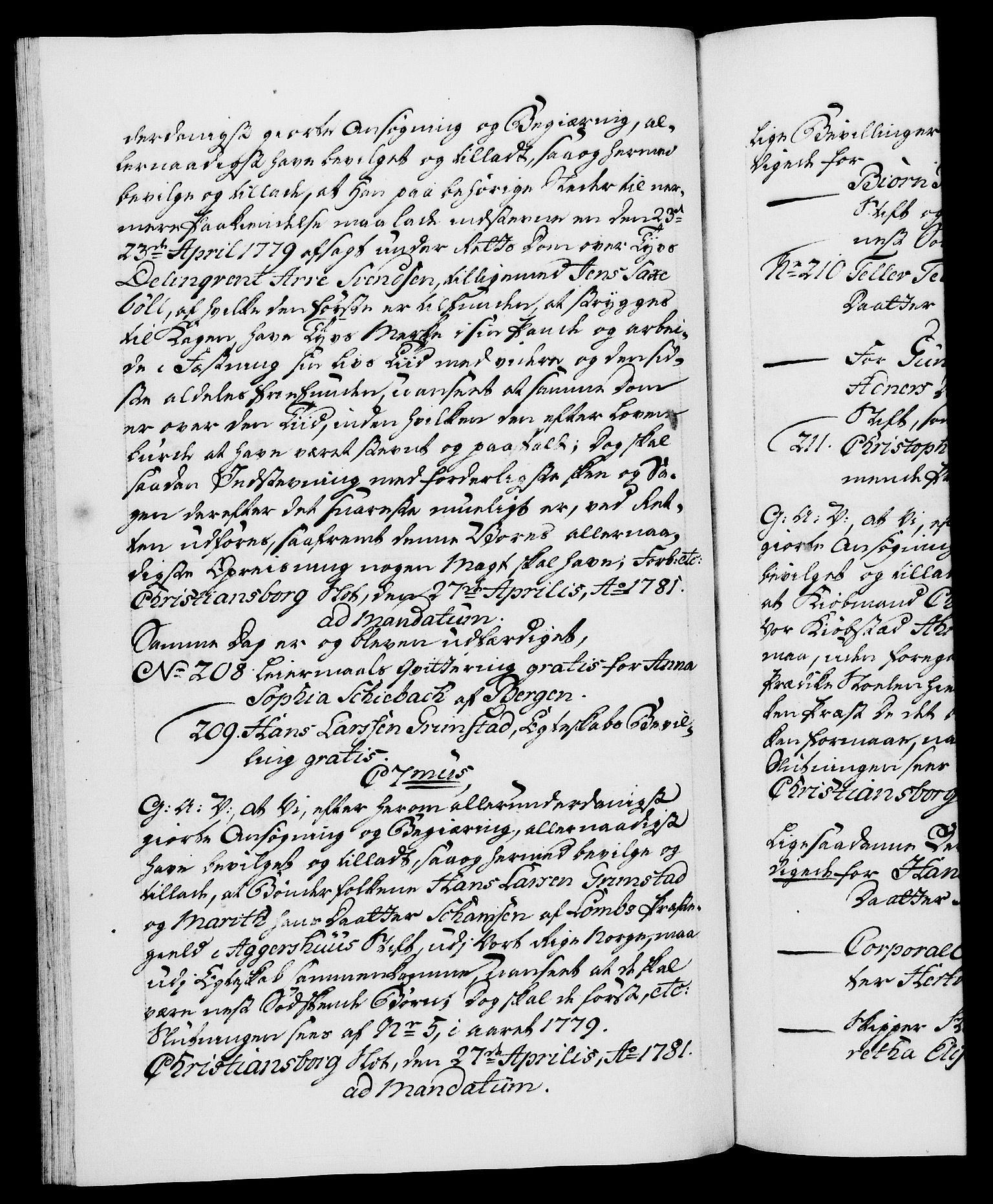 Danske Kanselli 1572-1799, AV/RA-EA-3023/F/Fc/Fca/Fcaa/L0048: Norske registre, 1779-1781, p. 541b