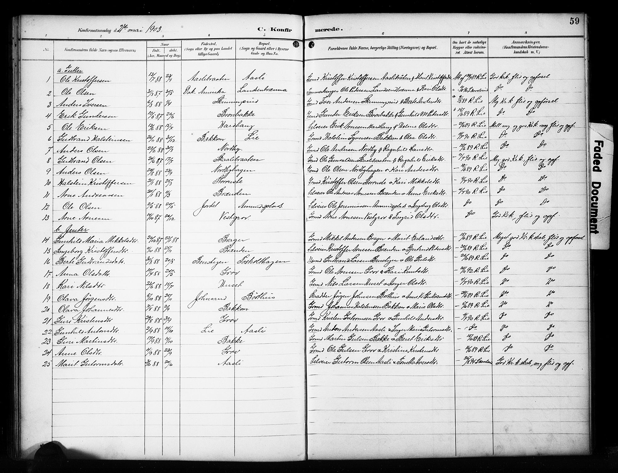 Sør-Aurdal prestekontor, SAH/PREST-128/H/Ha/Hab/L0017: Parish register (copy) no. 17, 1894-1923, p. 59