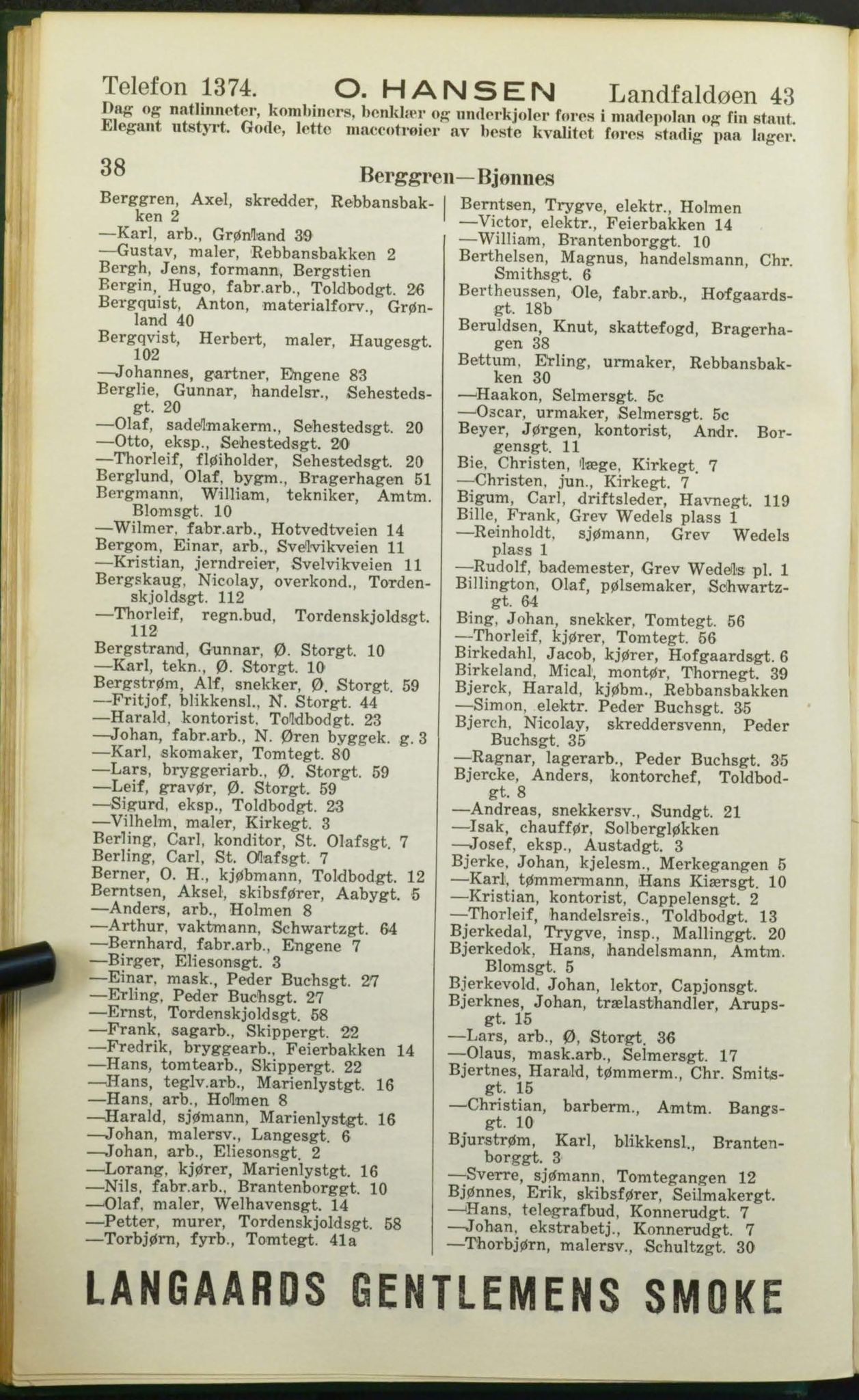 Drammen adressebok, DRMK/-, 1925, p. 38