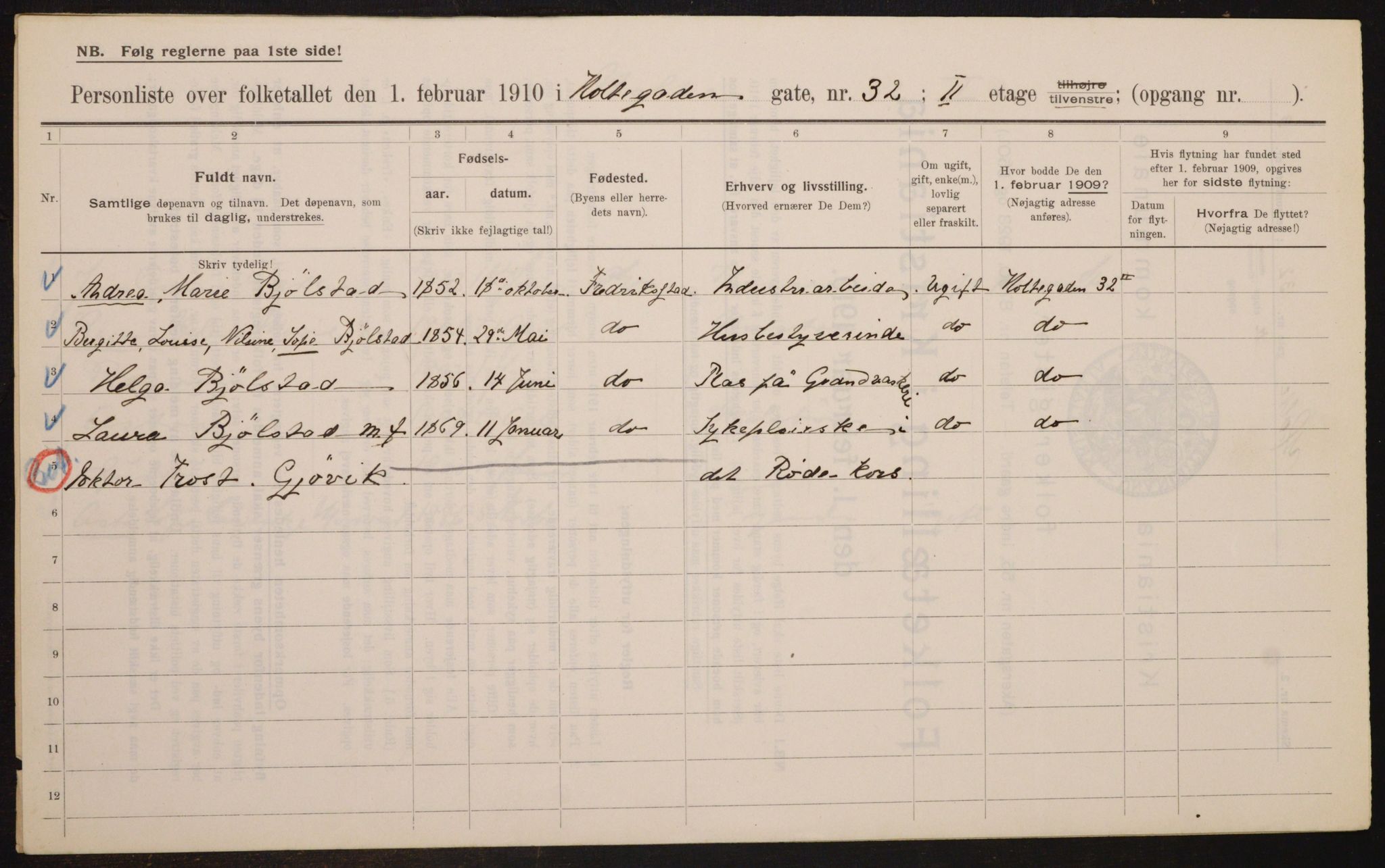 OBA, Municipal Census 1910 for Kristiania, 1910, p. 40576