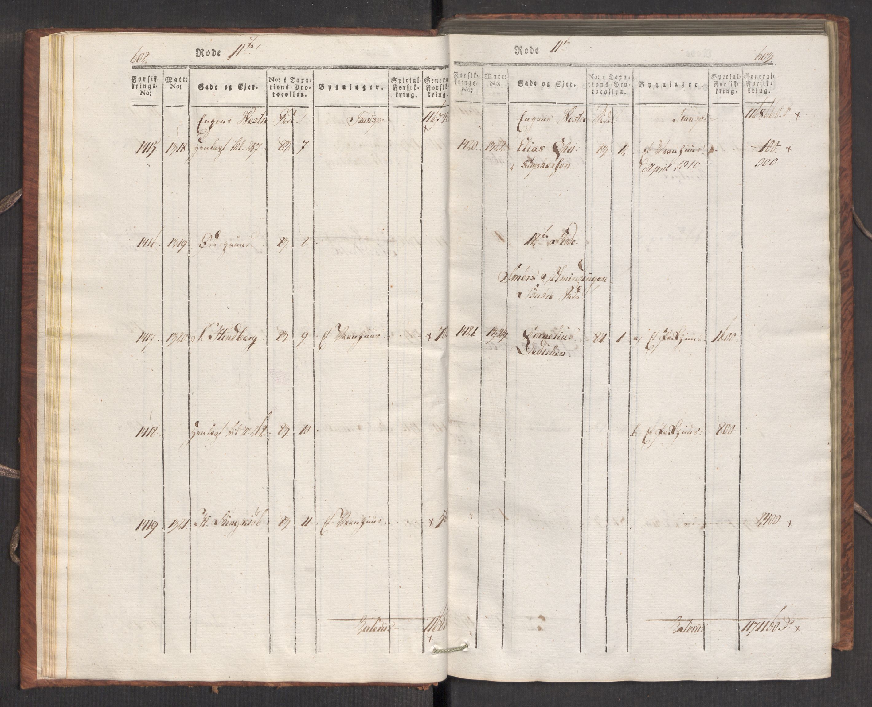Kommersekollegiet, Brannforsikringskontoret 1767-1814, AV/RA-EA-5458/F/Fa/L0007/0002: Bergen / Branntakstprotokoll, 1807-1817, p. 602-603