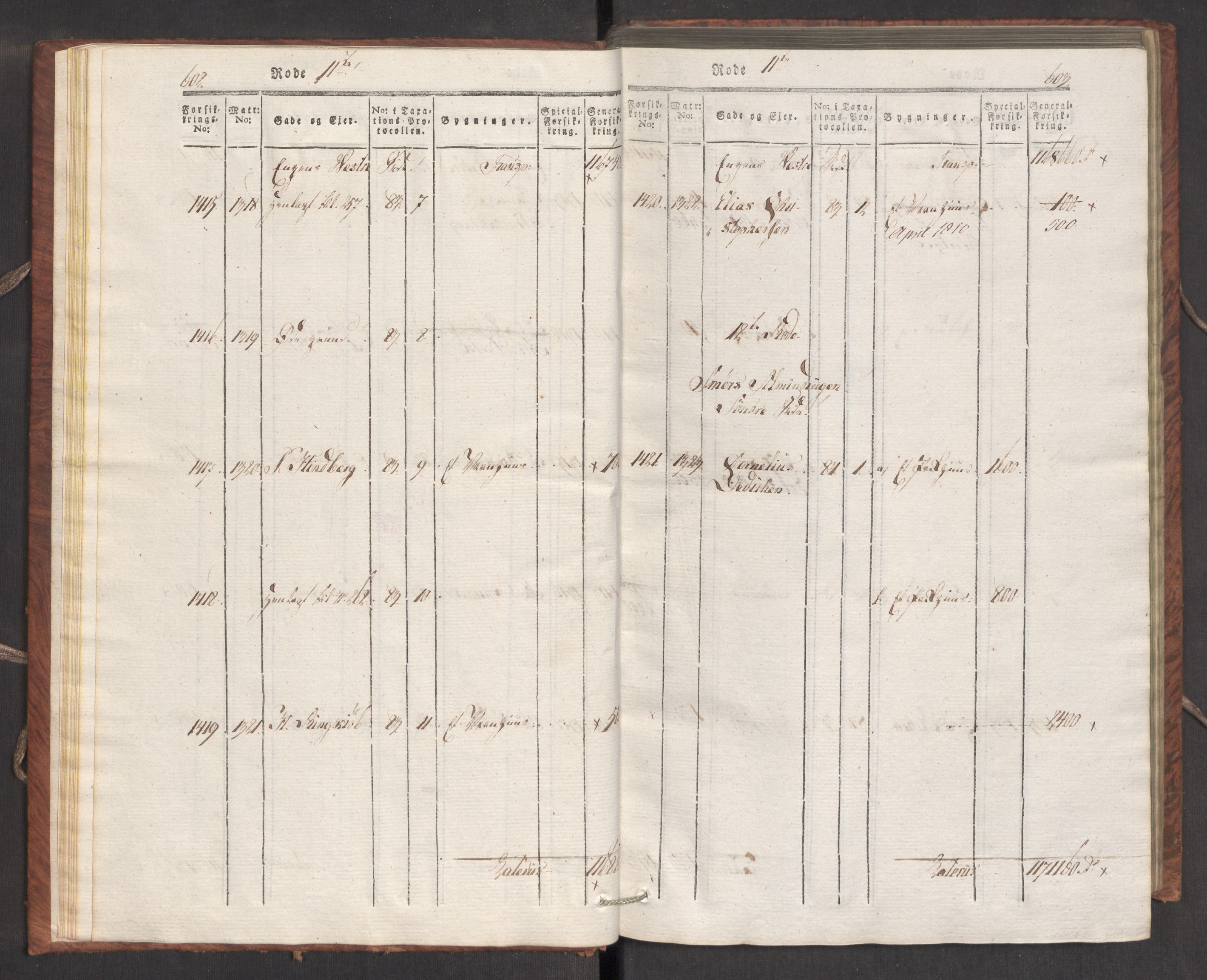 Kommersekollegiet, Brannforsikringskontoret 1767-1814, RA/EA-5458/F/Fa/L0007/0002: Bergen / Branntakstprotokoll, 1807-1817, p. 602-603