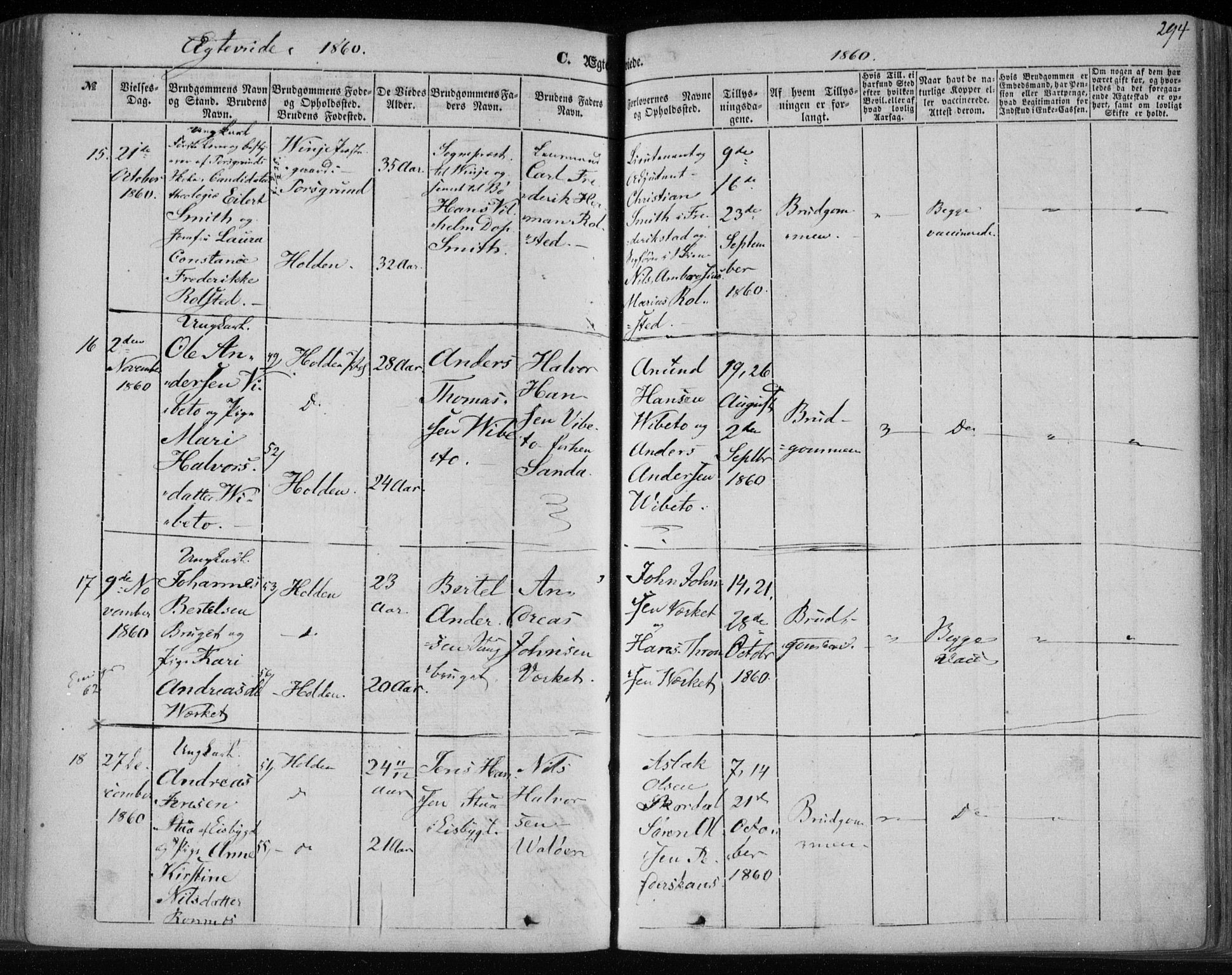 Holla kirkebøker, AV/SAKO-A-272/F/Fa/L0005: Parish register (official) no. 5, 1849-1860, p. 294