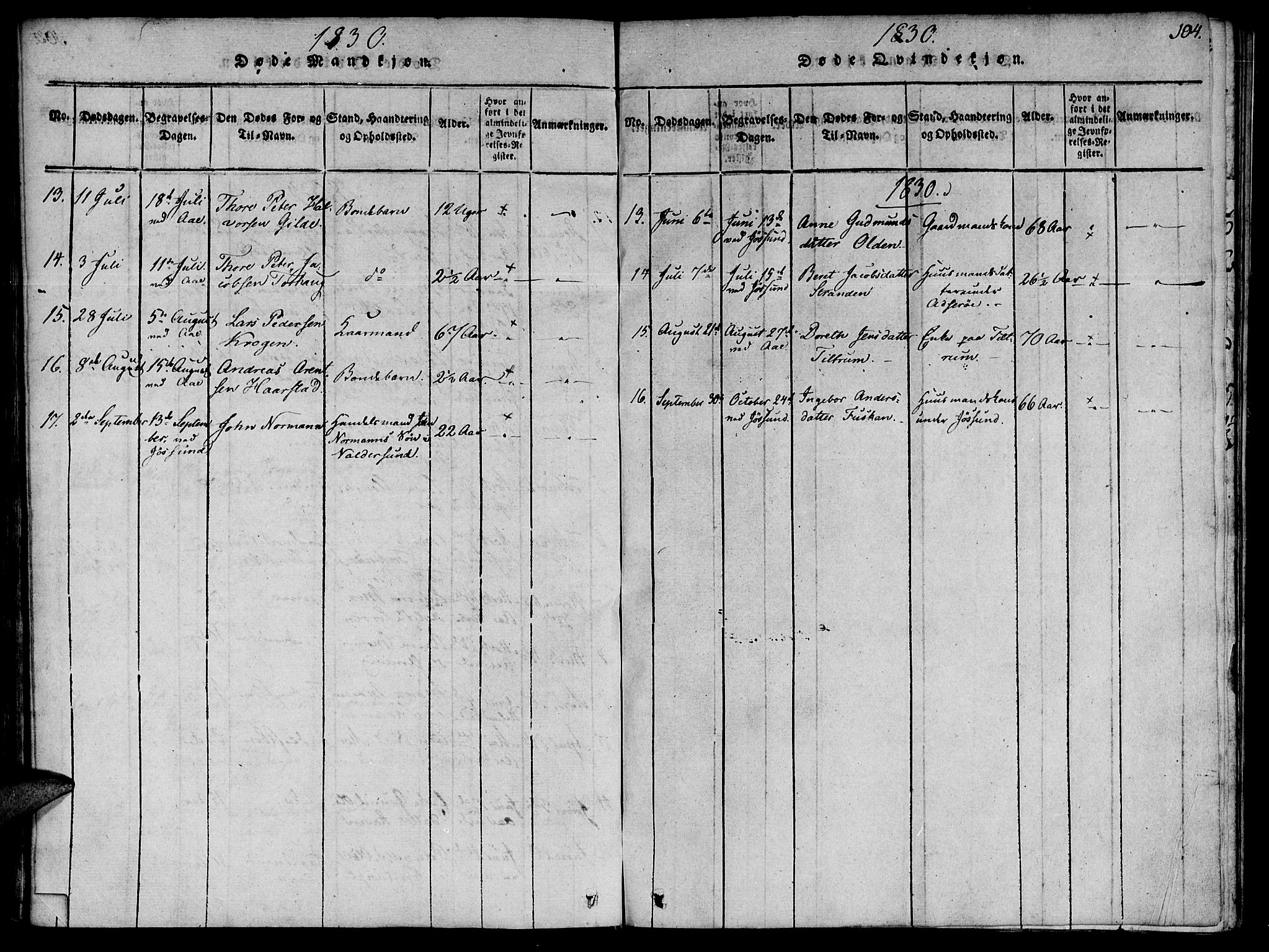 Ministerialprotokoller, klokkerbøker og fødselsregistre - Sør-Trøndelag, SAT/A-1456/655/L0675: Parish register (official) no. 655A04, 1818-1830, p. 104