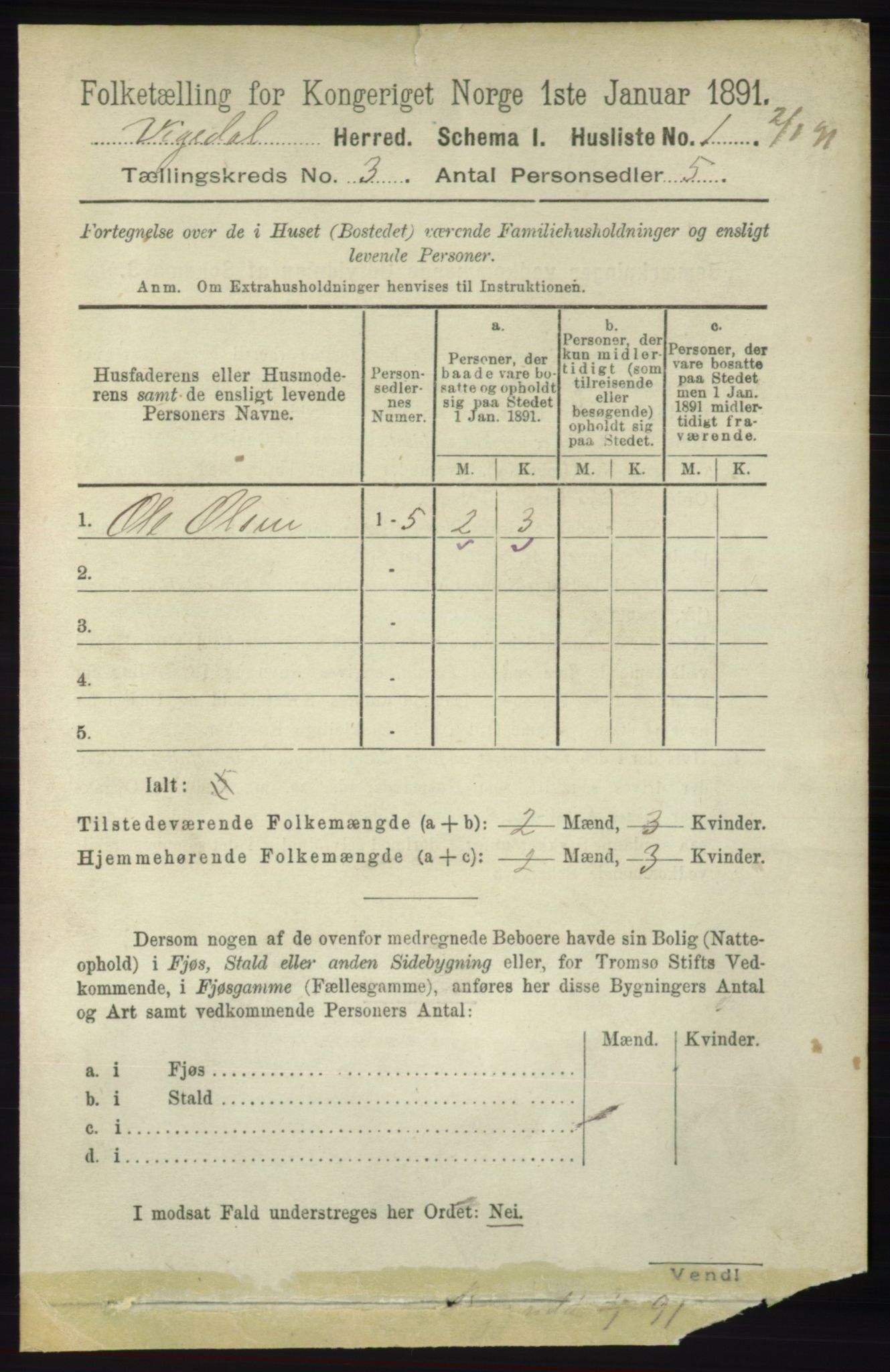 RA, 1891 census for 1157 Vikedal, 1891, p. 677