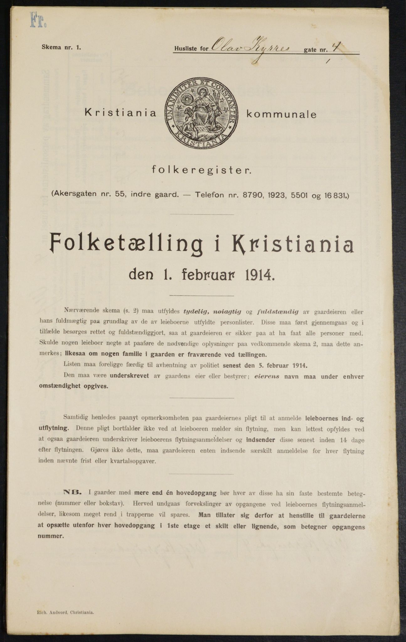 OBA, Municipal Census 1914 for Kristiania, 1914, p. 75397