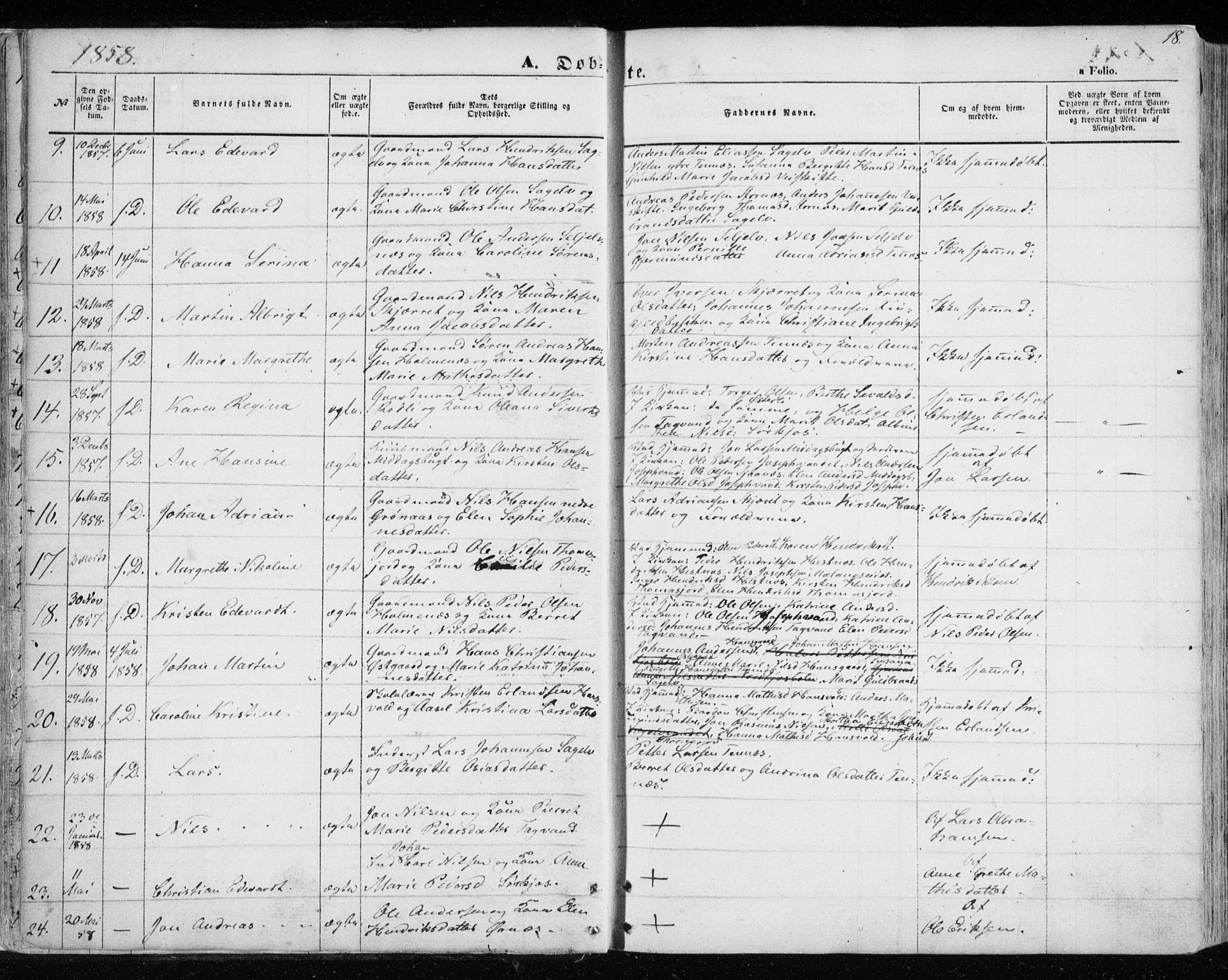 Balsfjord sokneprestembete, AV/SATØ-S-1303/G/Gaa/L0003kirke: Parish register (official) no. 3, 1856-1870, p. 18