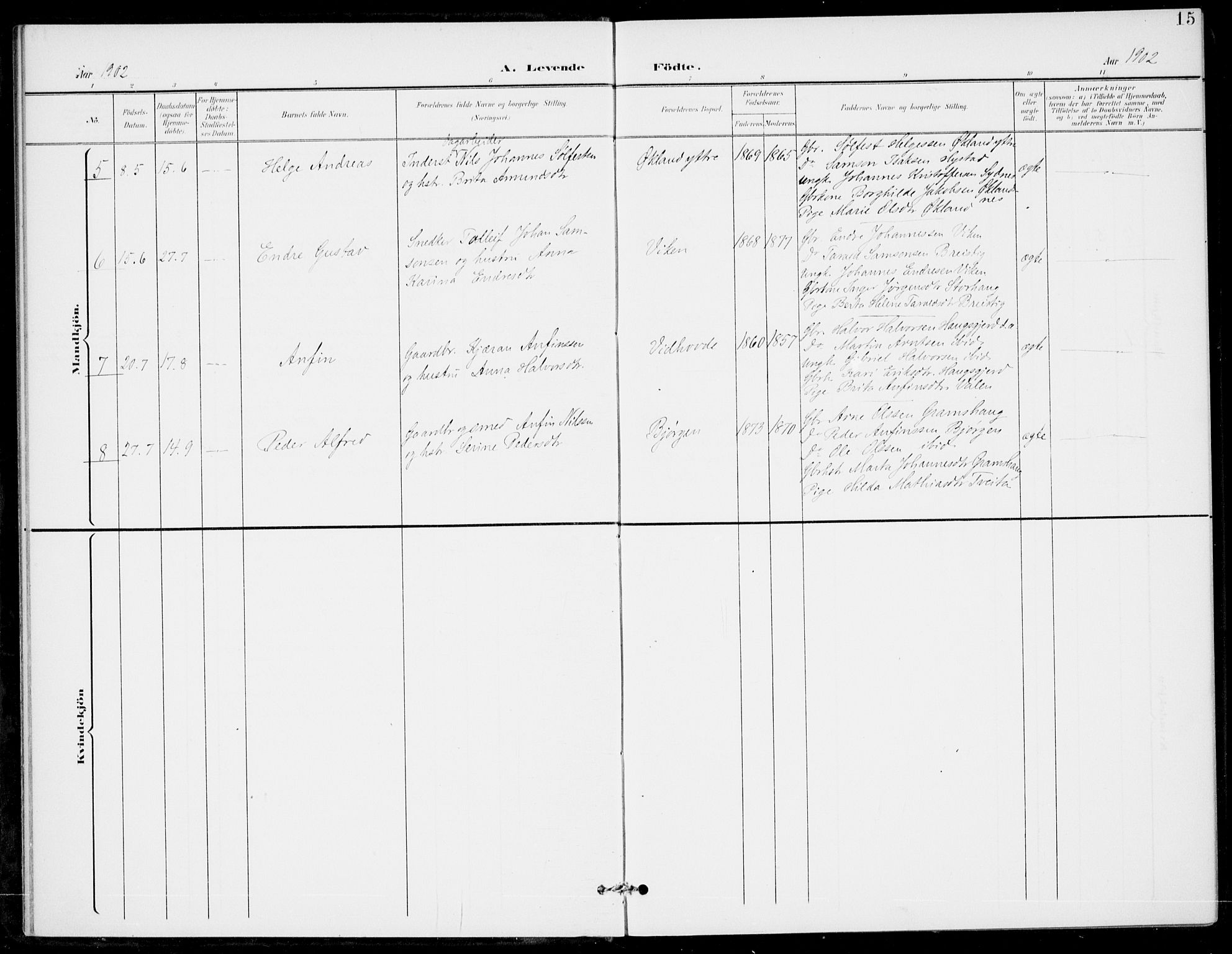 Sveio Sokneprestembete, AV/SAB-A-78501/H/Haa: Parish register (official) no. C 3, 1899-1916, p. 15