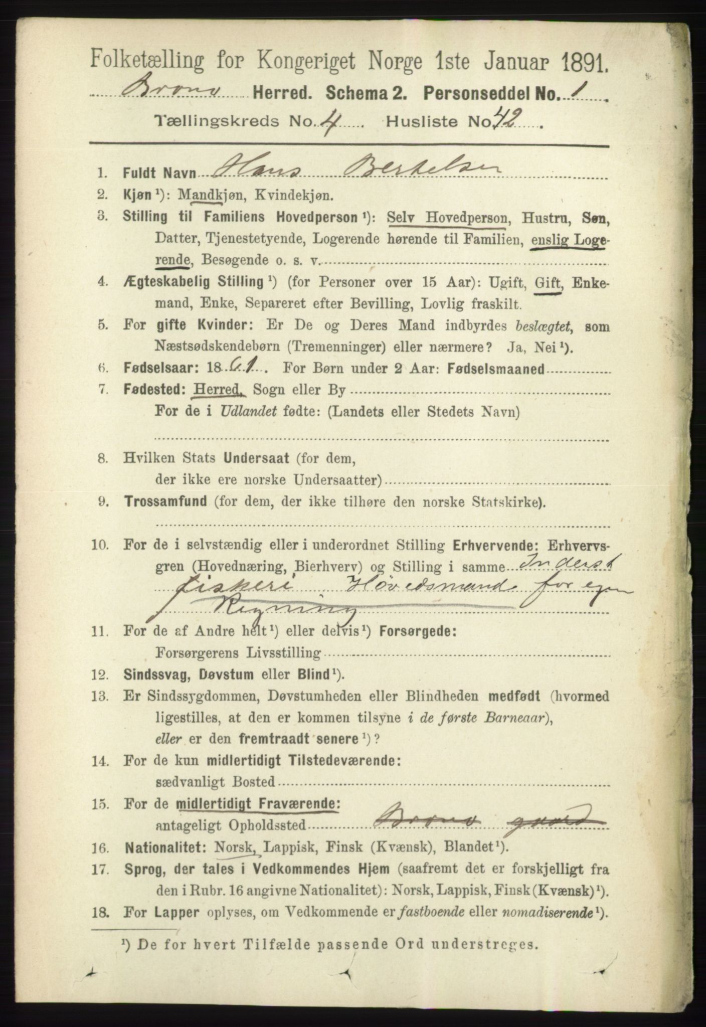 RA, 1891 census for 1814 Brønnøy, 1891, p. 2350