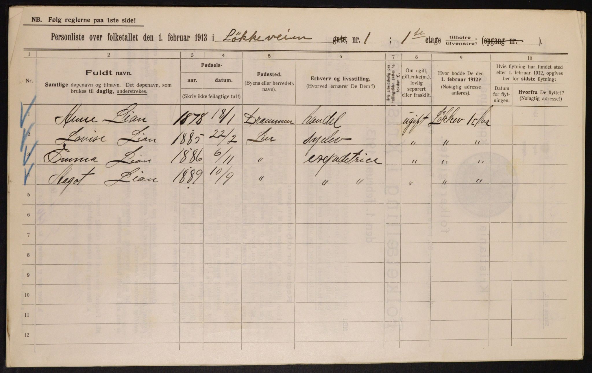 OBA, Municipal Census 1913 for Kristiania, 1913, p. 58428