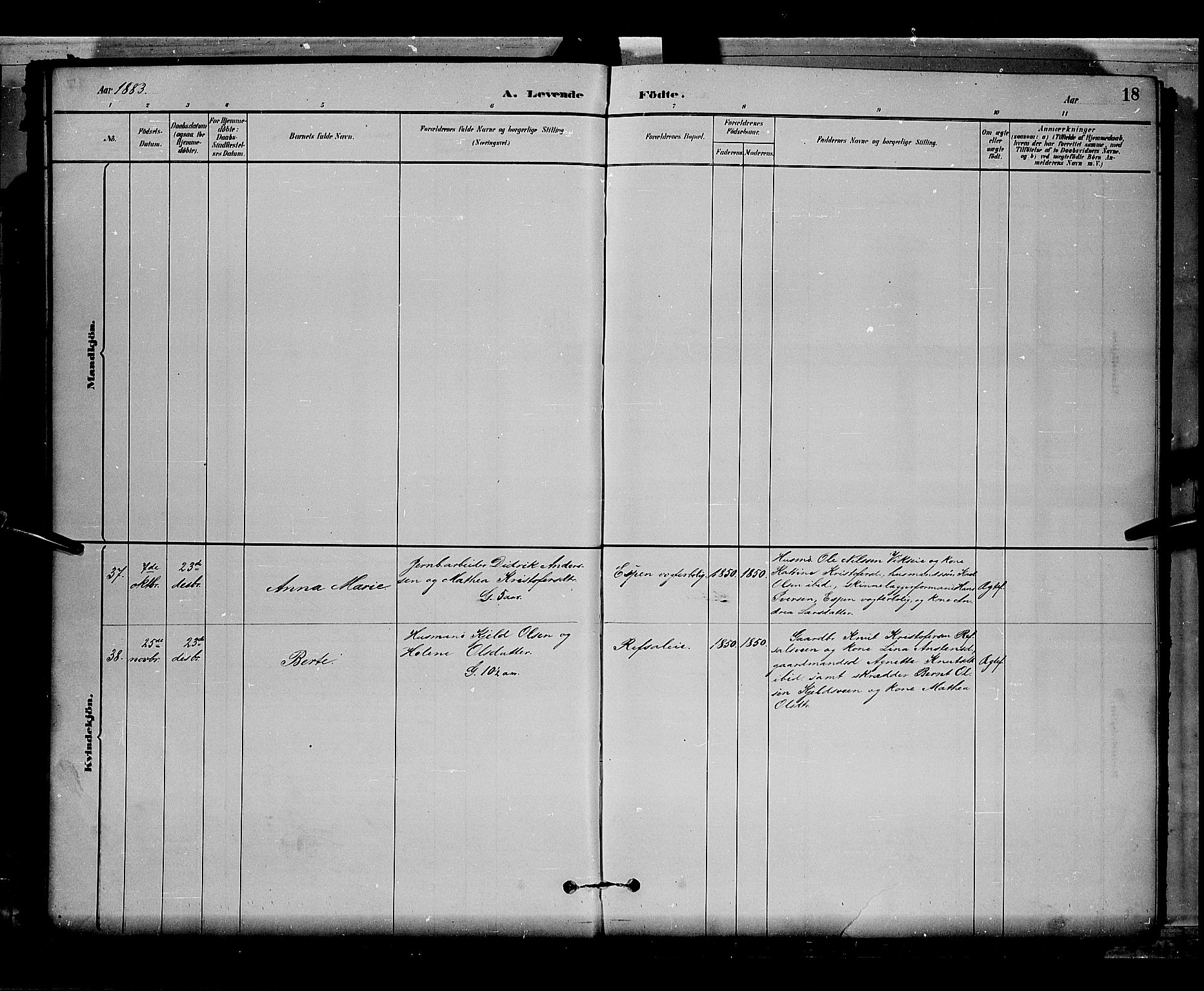 Stange prestekontor, AV/SAH-PREST-002/L/L0008: Parish register (copy) no. 8, 1882-1895, p. 18