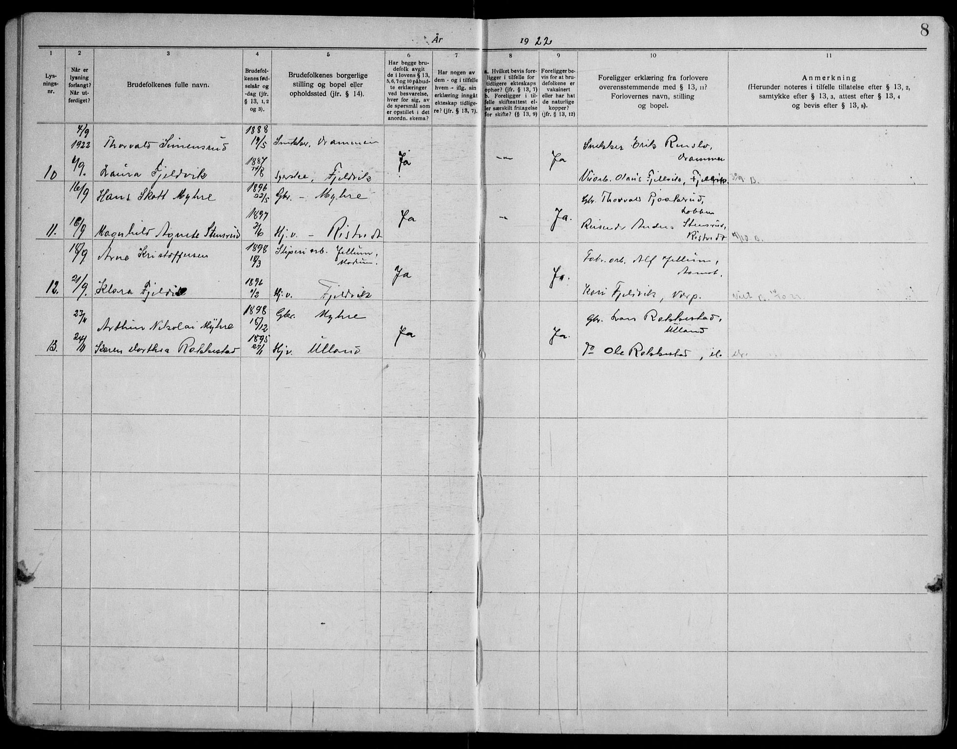 Eiker kirkebøker, AV/SAKO-A-4/H/Ha/L0003: Banns register no. 3, 1919-1961, p. 8