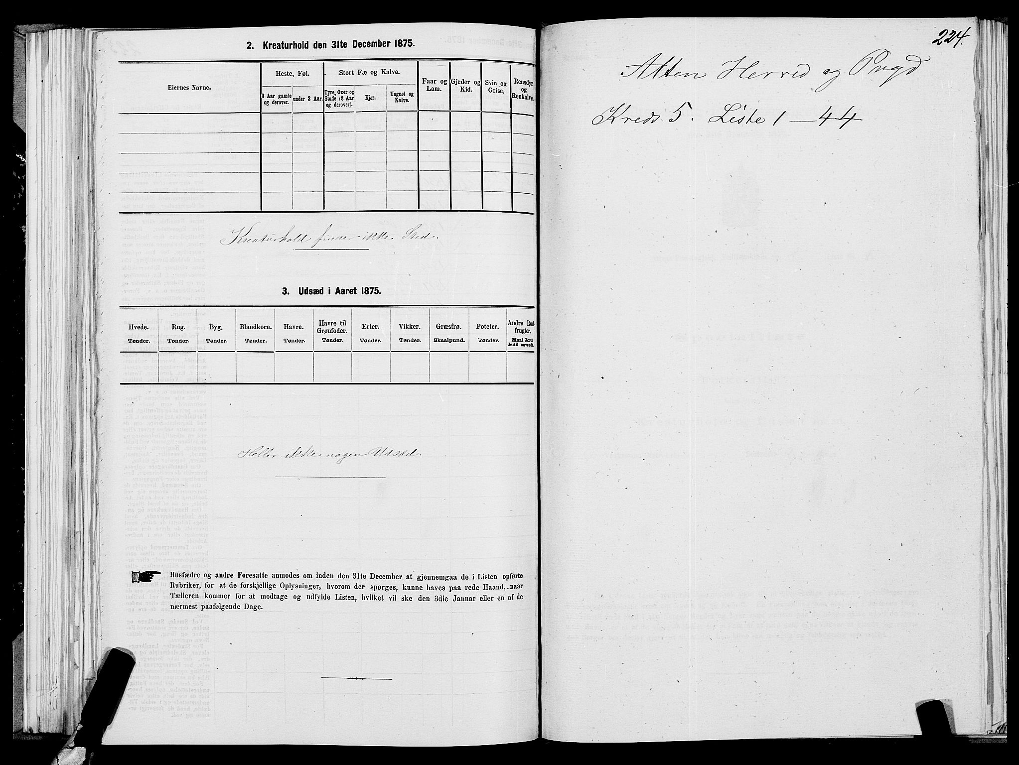 SATØ, 1875 census for 2012P Alta, 1875, p. 2224
