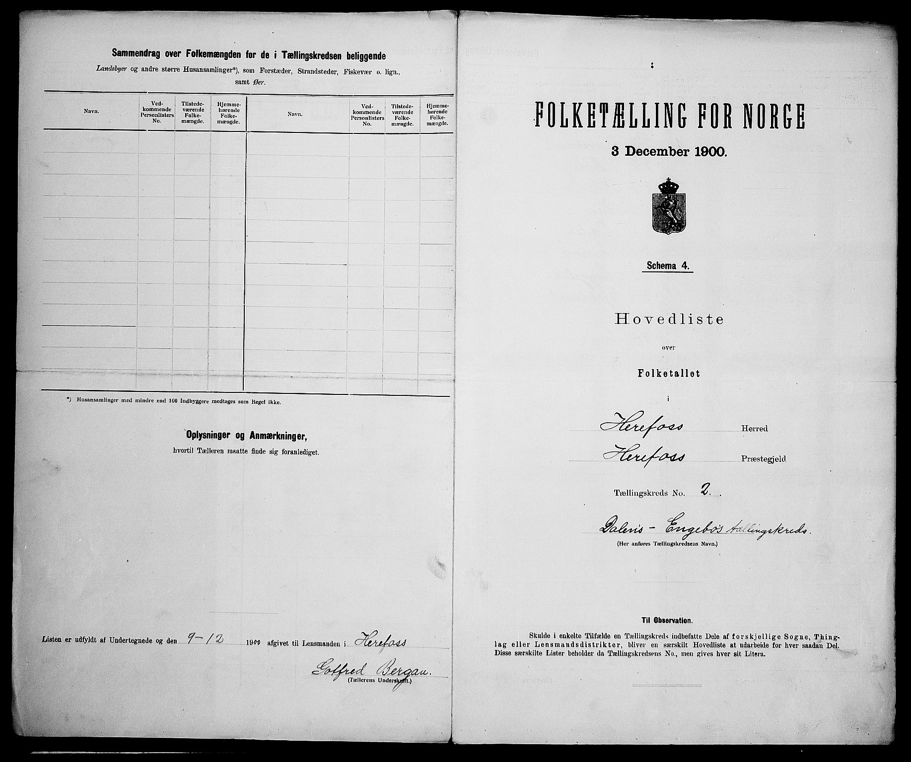 SAK, 1900 census for Herefoss, 1900, p. 11