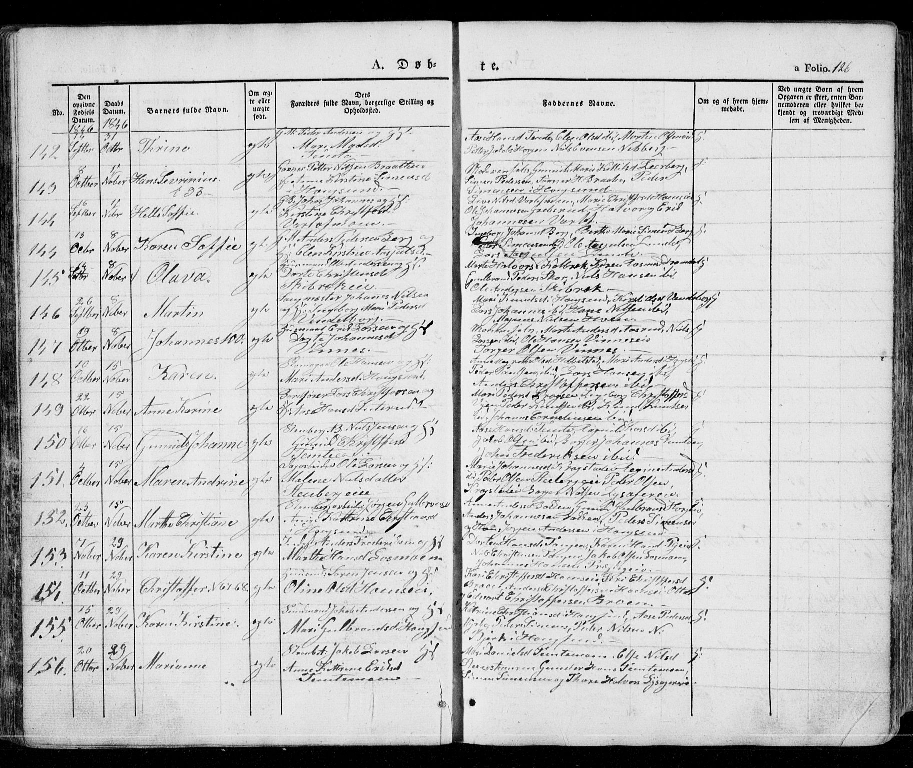 Eiker kirkebøker, AV/SAKO-A-4/G/Ga/L0002: Parish register (copy) no. I 2, 1832-1856, p. 126