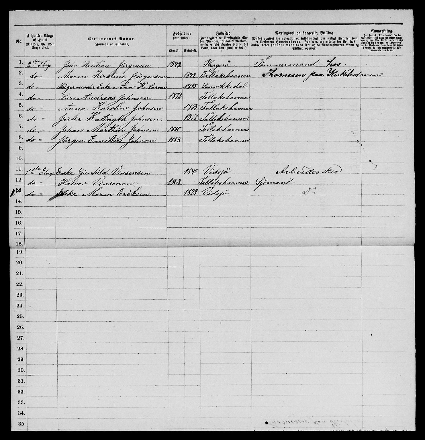 SAKO, 1885 census for 0801 Kragerø, 1885, p. 346