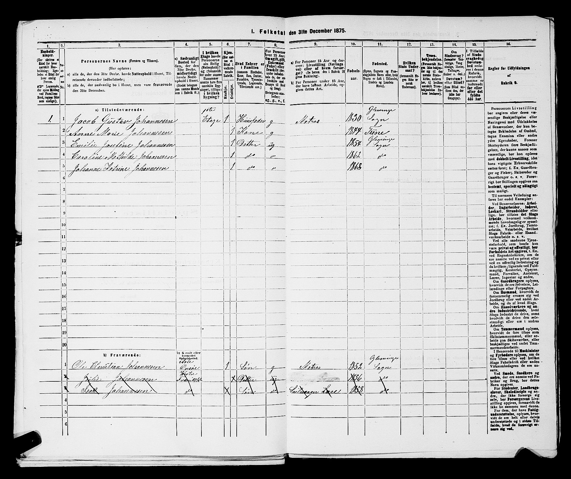RA, 1875 census for 0103B Fredrikstad/Fredrikstad, 1875, p. 1513