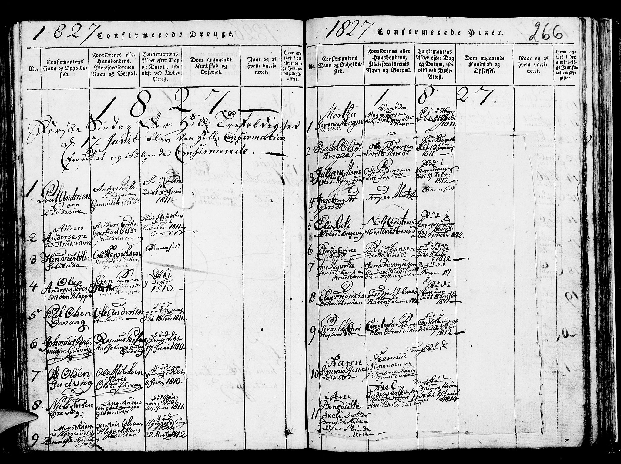 Askøy Sokneprestembete, SAB/A-74101/H/Ha/Hab/Haba/L0002: Parish register (copy) no. A 2, 1815-1846, p. 266