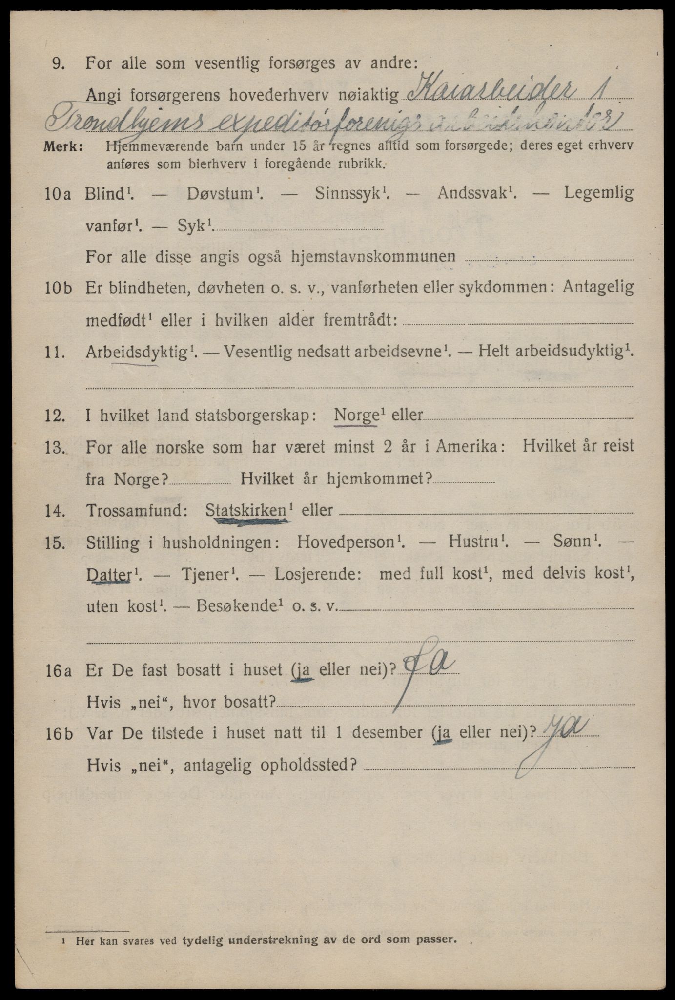 SAT, 1920 census for Trondheim, 1920, p. 87401