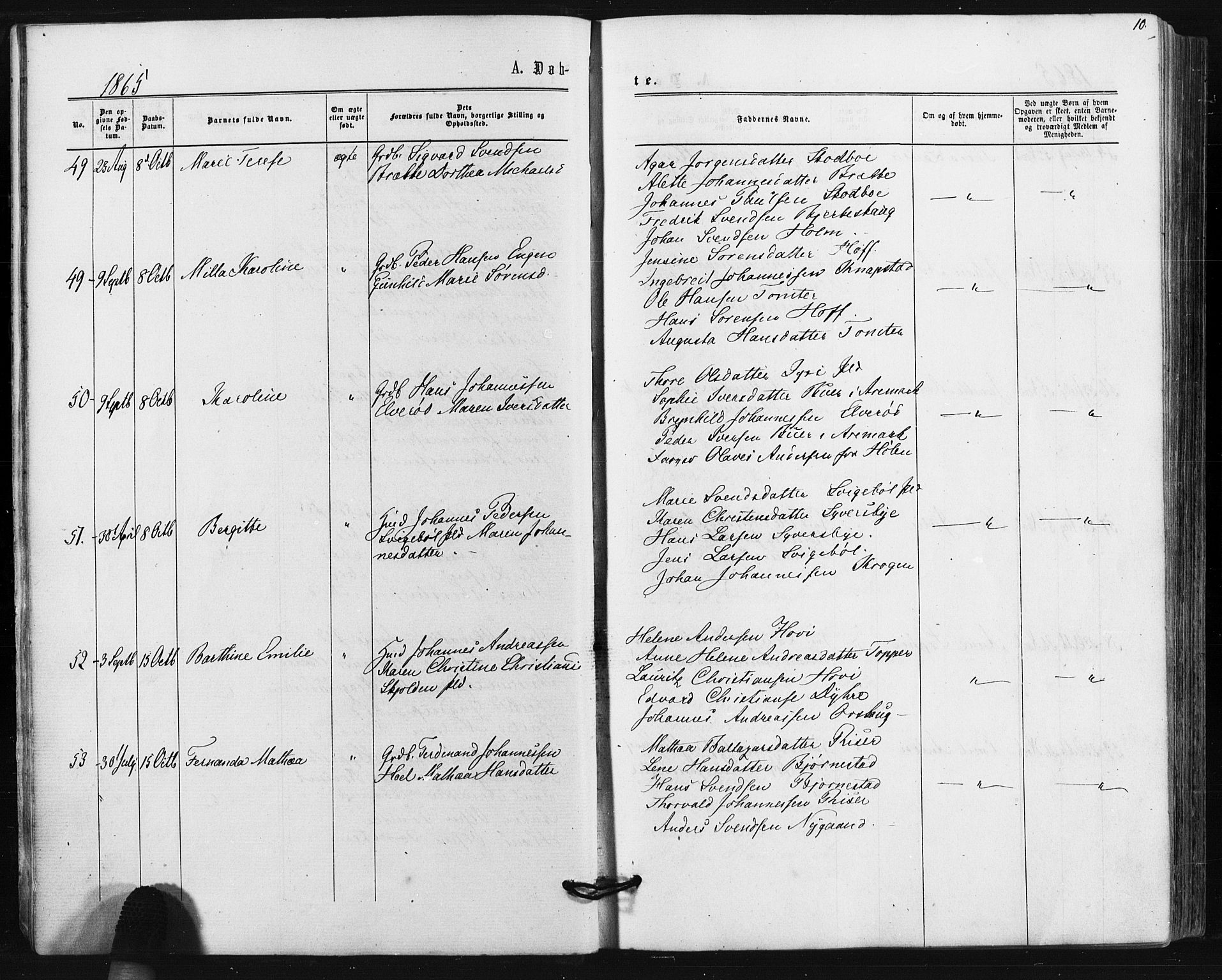 Hobøl prestekontor Kirkebøker, SAO/A-2002/F/Fa/L0004: Parish register (official) no. I 4, 1865-1877, p. 10