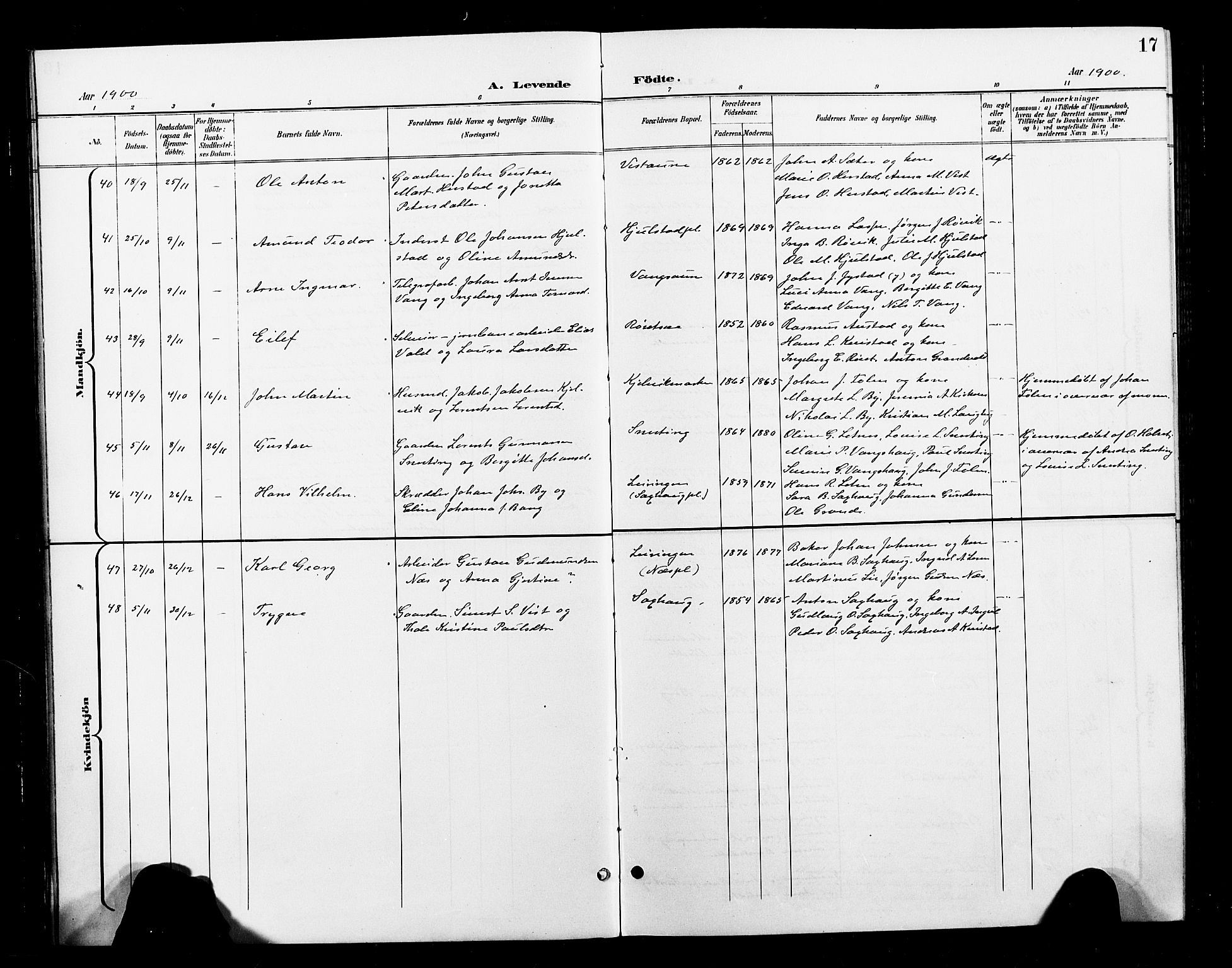 Ministerialprotokoller, klokkerbøker og fødselsregistre - Nord-Trøndelag, AV/SAT-A-1458/730/L0302: Parish register (copy) no. 730C05, 1898-1924, p. 17