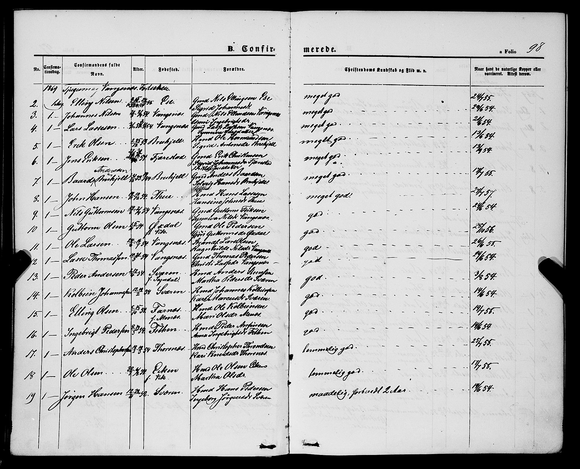 Balestrand sokneprestembete, AV/SAB-A-79601/H/Haa/Haaa/L0003: Parish register (official) no. A 3, 1867-1878, p. 98