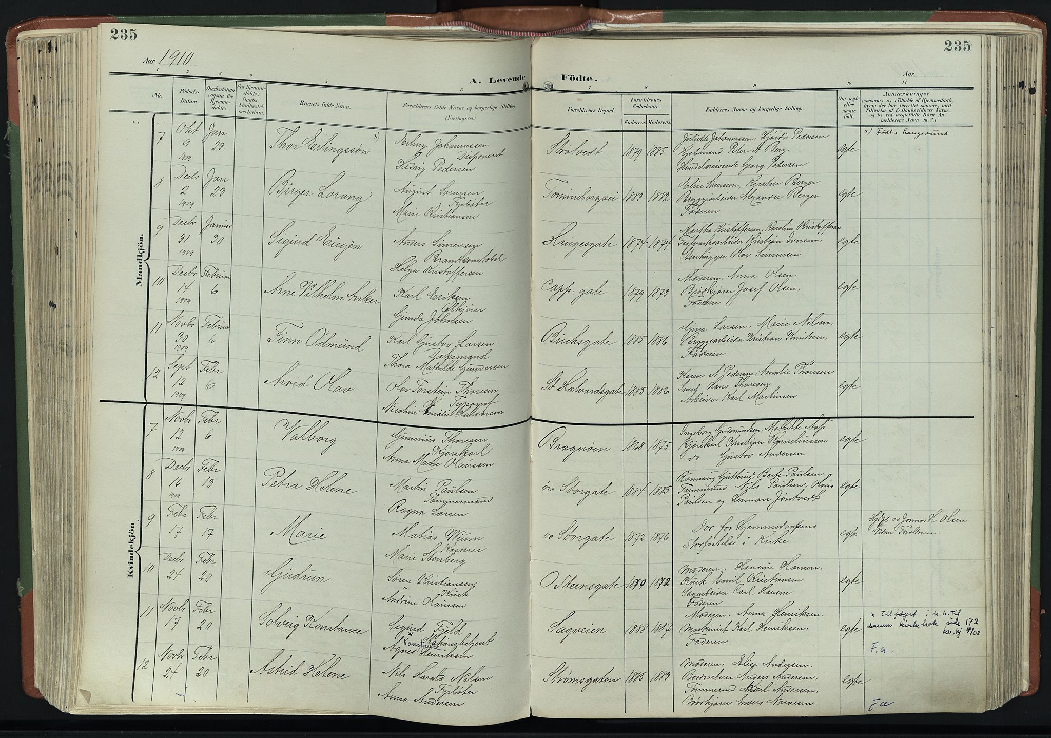 Bragernes kirkebøker, AV/SAKO-A-6/F/Fb/L0009: Parish register (official) no. II 9, 1902-1911, p. 235