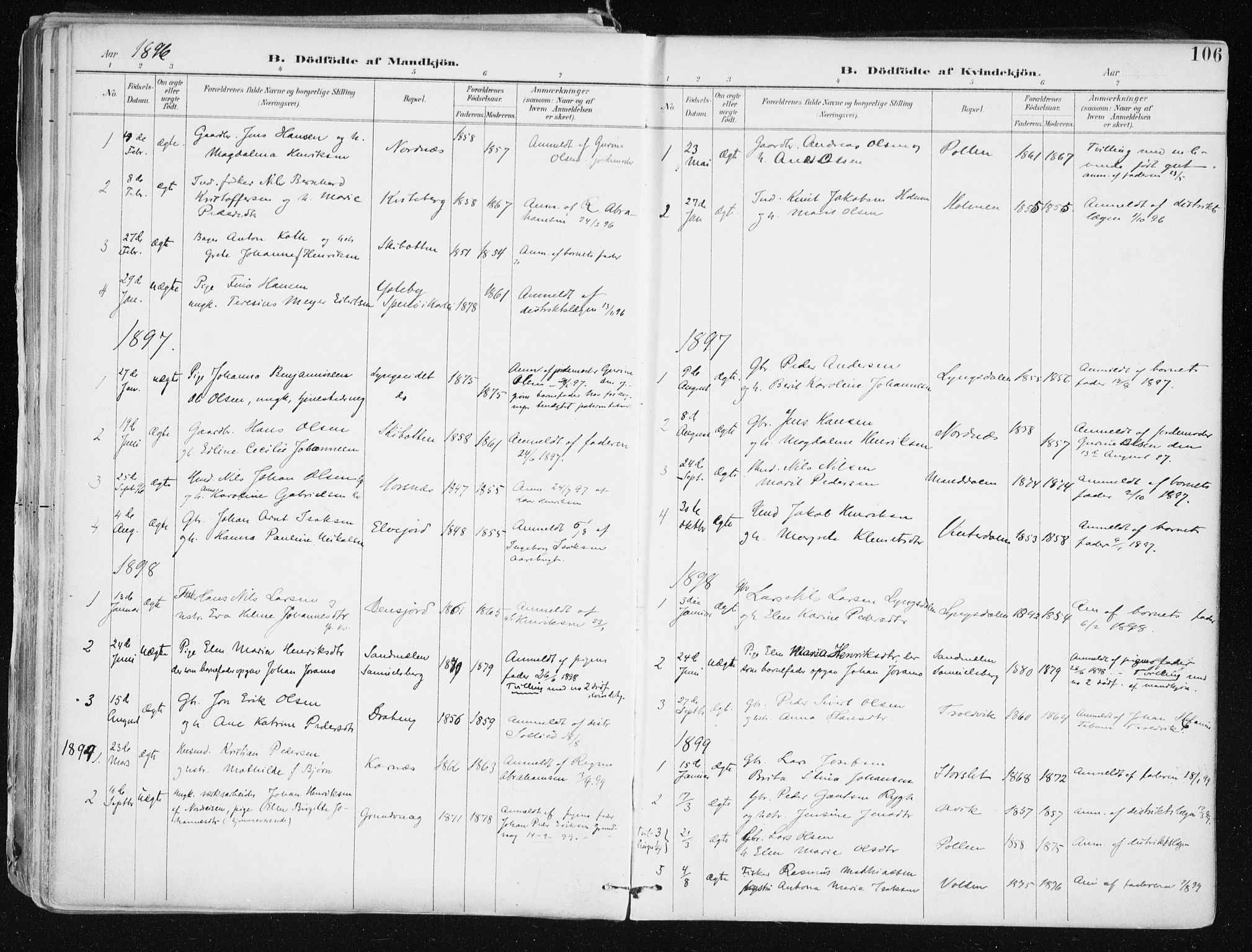 Lyngen sokneprestembete, AV/SATØ-S-1289/H/He/Hea/L0008kirke: Parish register (official) no. 8, 1891-1902, p. 106