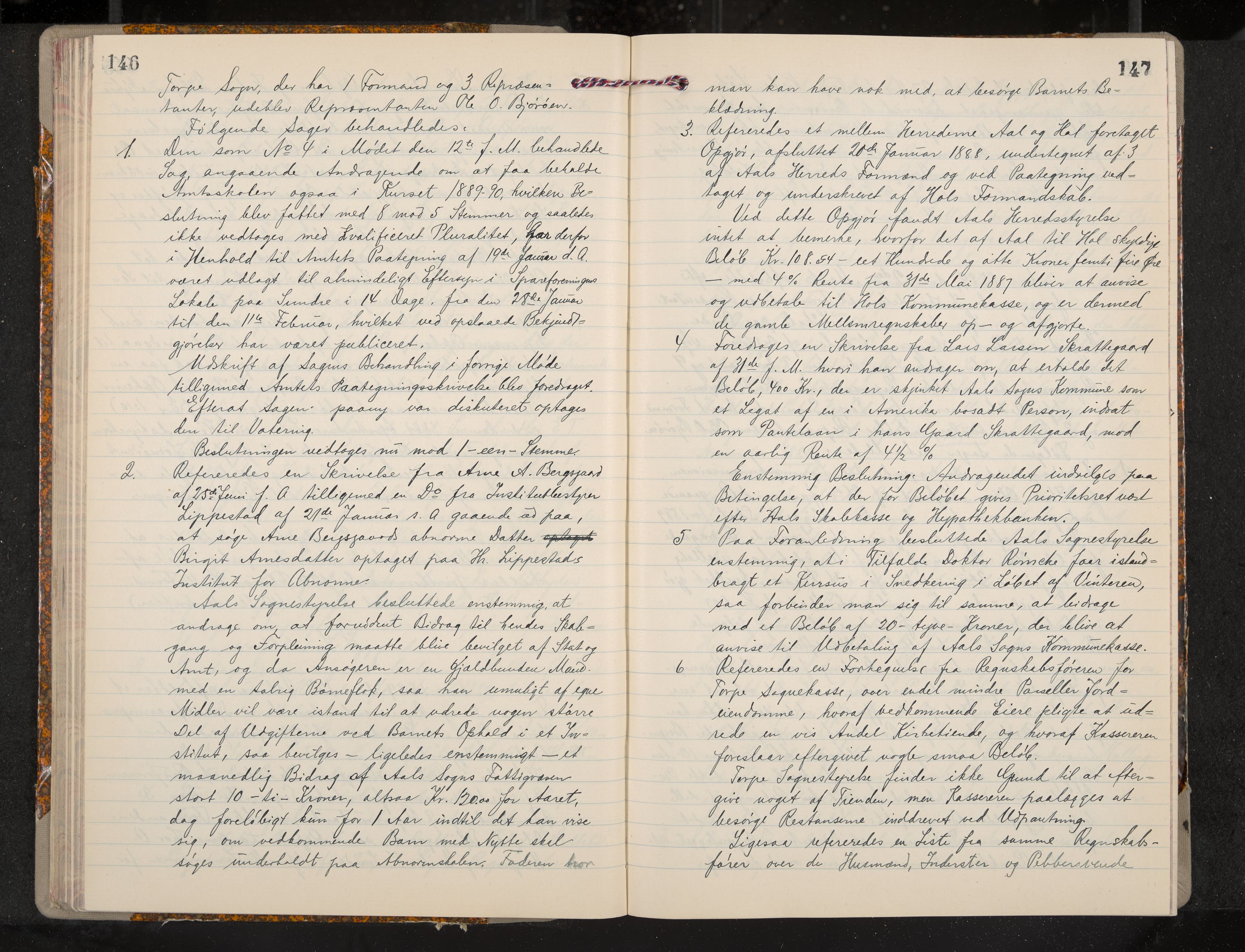 Ål formannskap og sentraladministrasjon, IKAK/0619021/A/Aa/L0004: Utskrift av møtebok, 1881-1901, p. 146-147