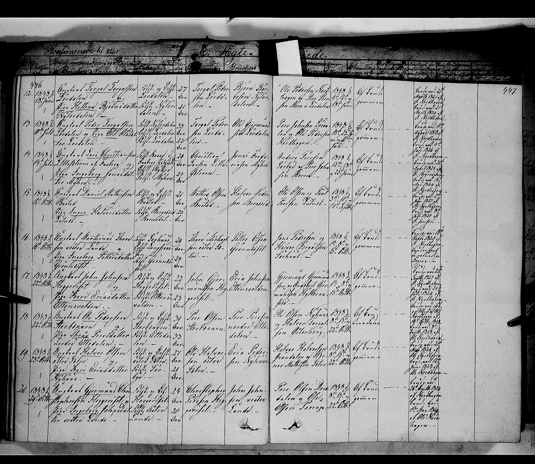 Trysil prestekontor, AV/SAH-PREST-046/H/Ha/Haa/L0004: Parish register (official) no. 4 /1, 1842-1850, p. 446-447