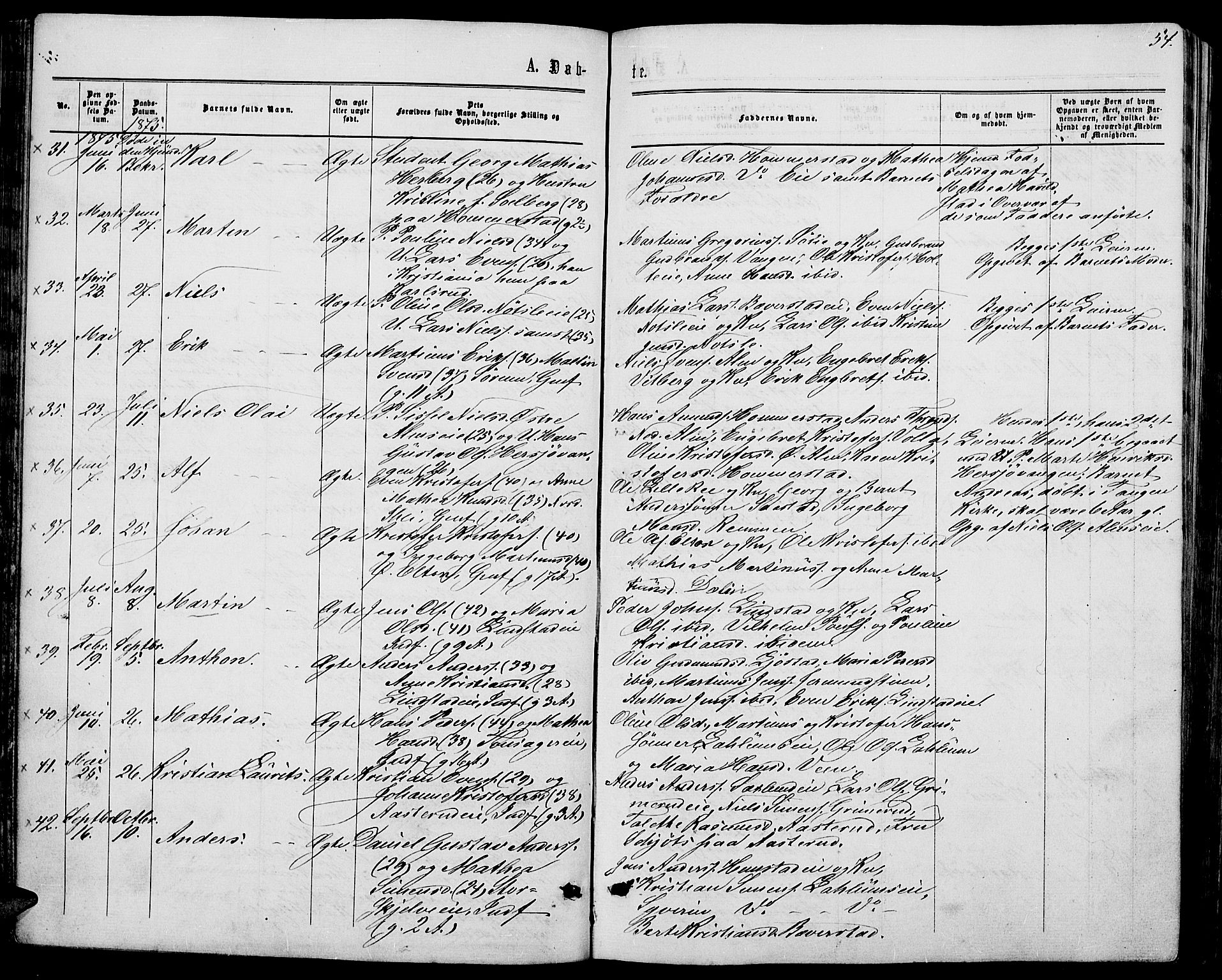 Stange prestekontor, AV/SAH-PREST-002/L/L0006: Parish register (copy) no. 6, 1864-1882, p. 54