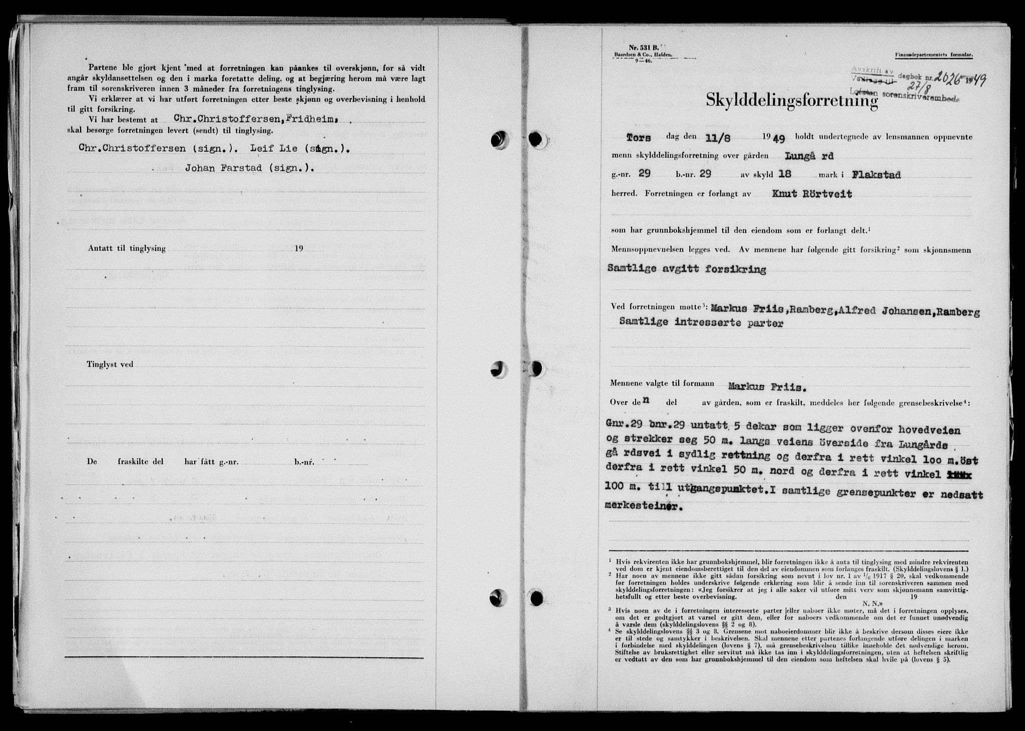 Lofoten sorenskriveri, SAT/A-0017/1/2/2C/L0021a: Mortgage book no. 21a, 1949-1949, Diary no: : 2026/1949