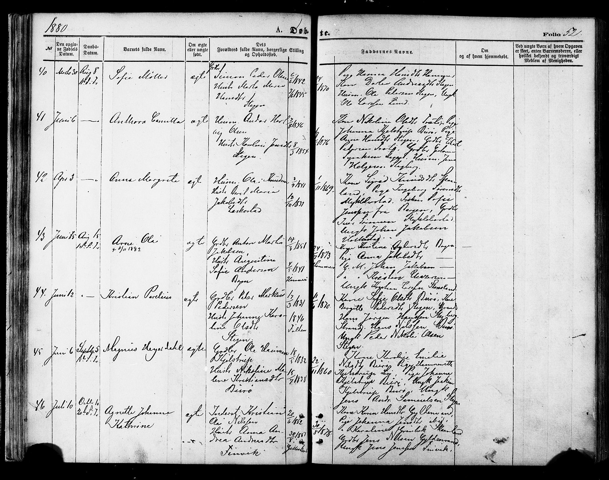 Ministerialprotokoller, klokkerbøker og fødselsregistre - Nordland, AV/SAT-A-1459/855/L0802: Parish register (official) no. 855A10, 1875-1886, p. 52