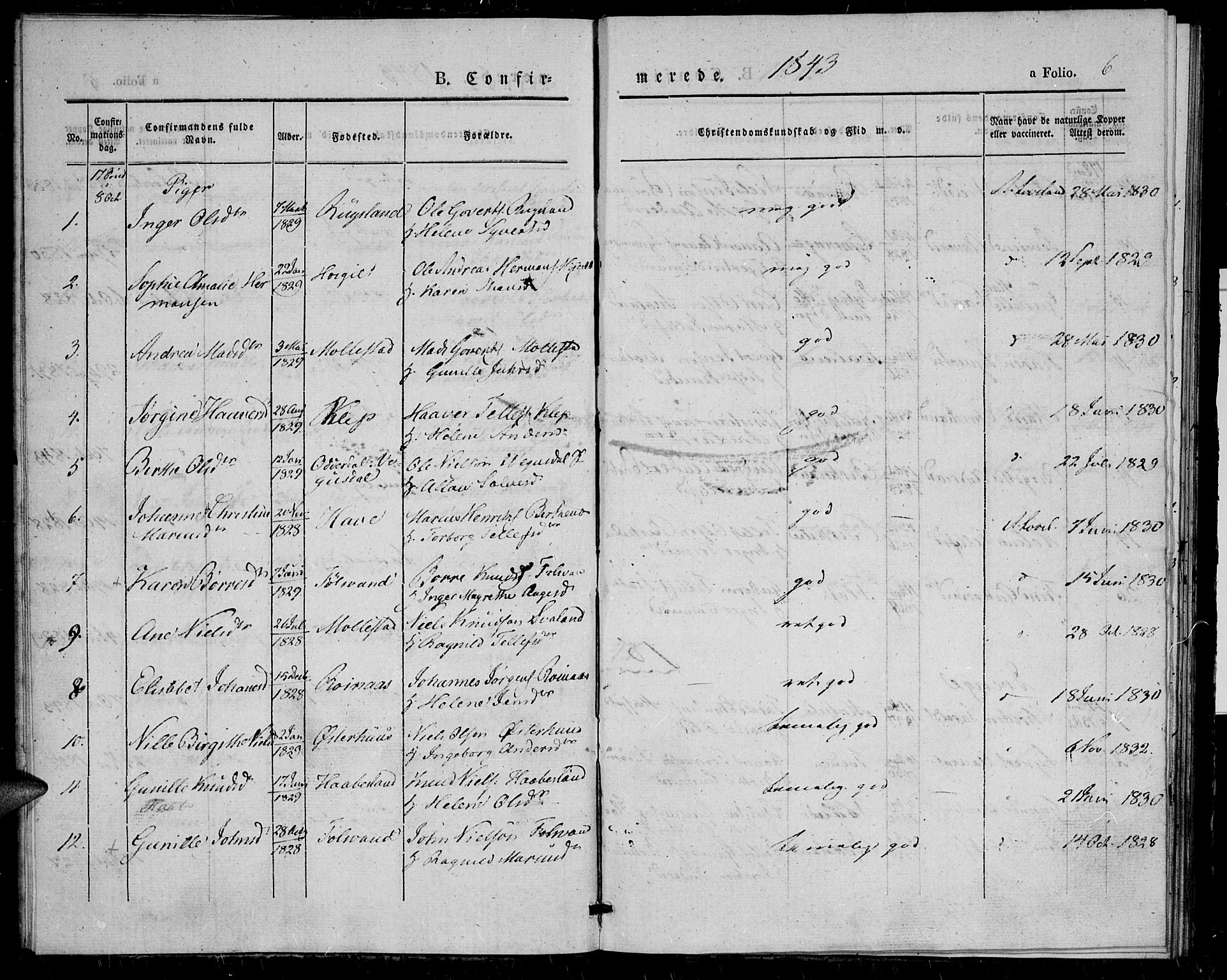 Birkenes sokneprestkontor, SAK/1111-0004/F/Fa/L0002: Parish register (official) no. A 2, 1839-1849, p. 7