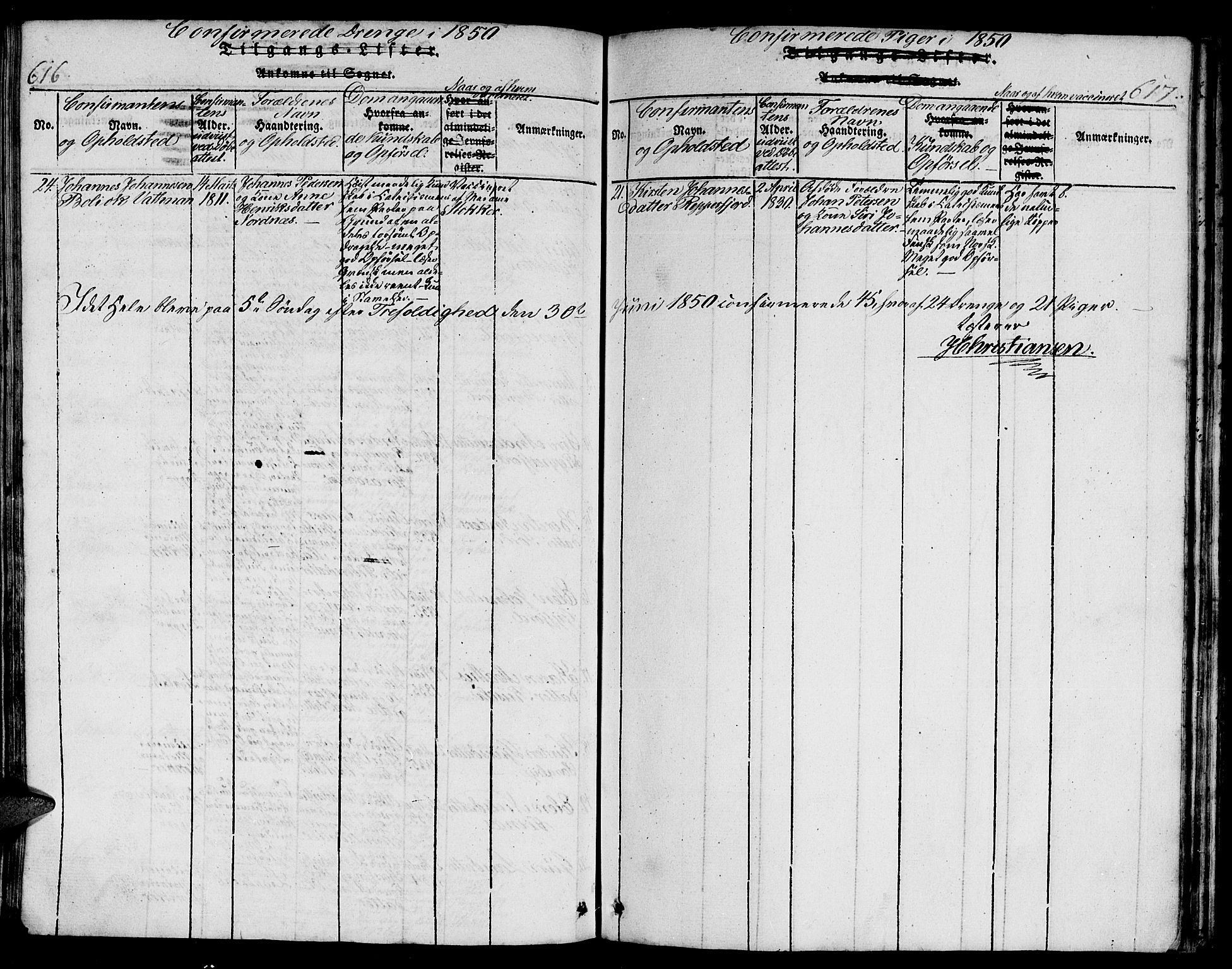 Hammerfest sokneprestkontor, AV/SATØ-S-1347/H/Hb/L0001.klokk: Parish register (copy) no. 1, 1822-1850, p. 616-617