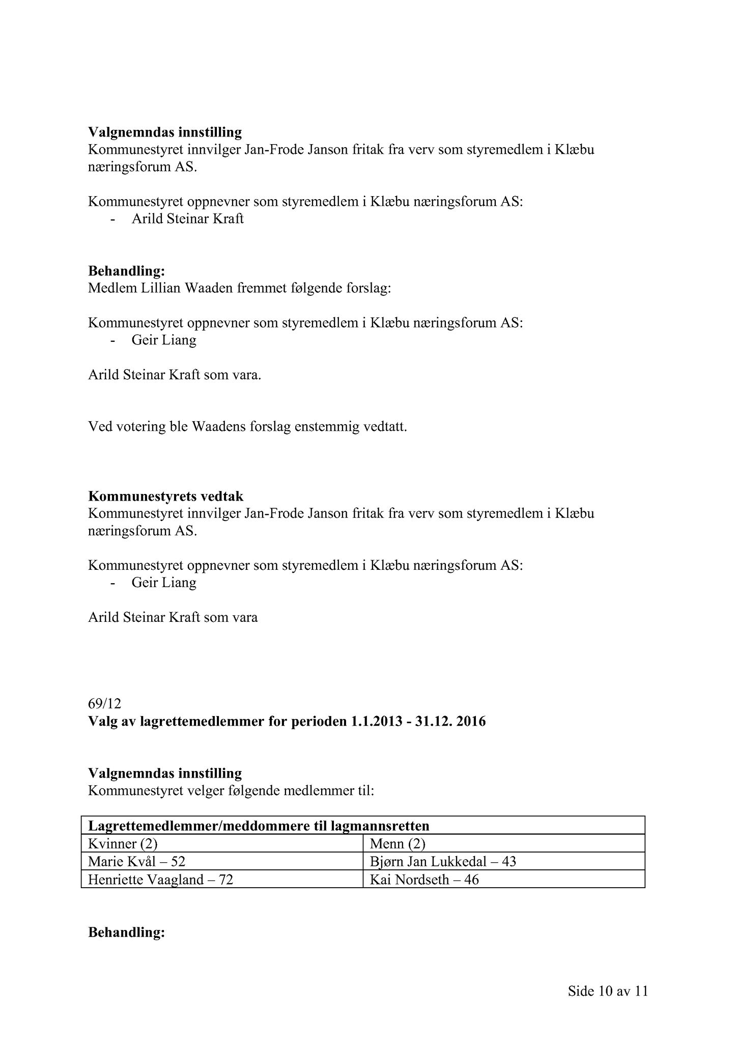 Klæbu Kommune, TRKO/KK/01-KS/L005: Kommunestyret - Møtedokumenter, 2012, p. 1499